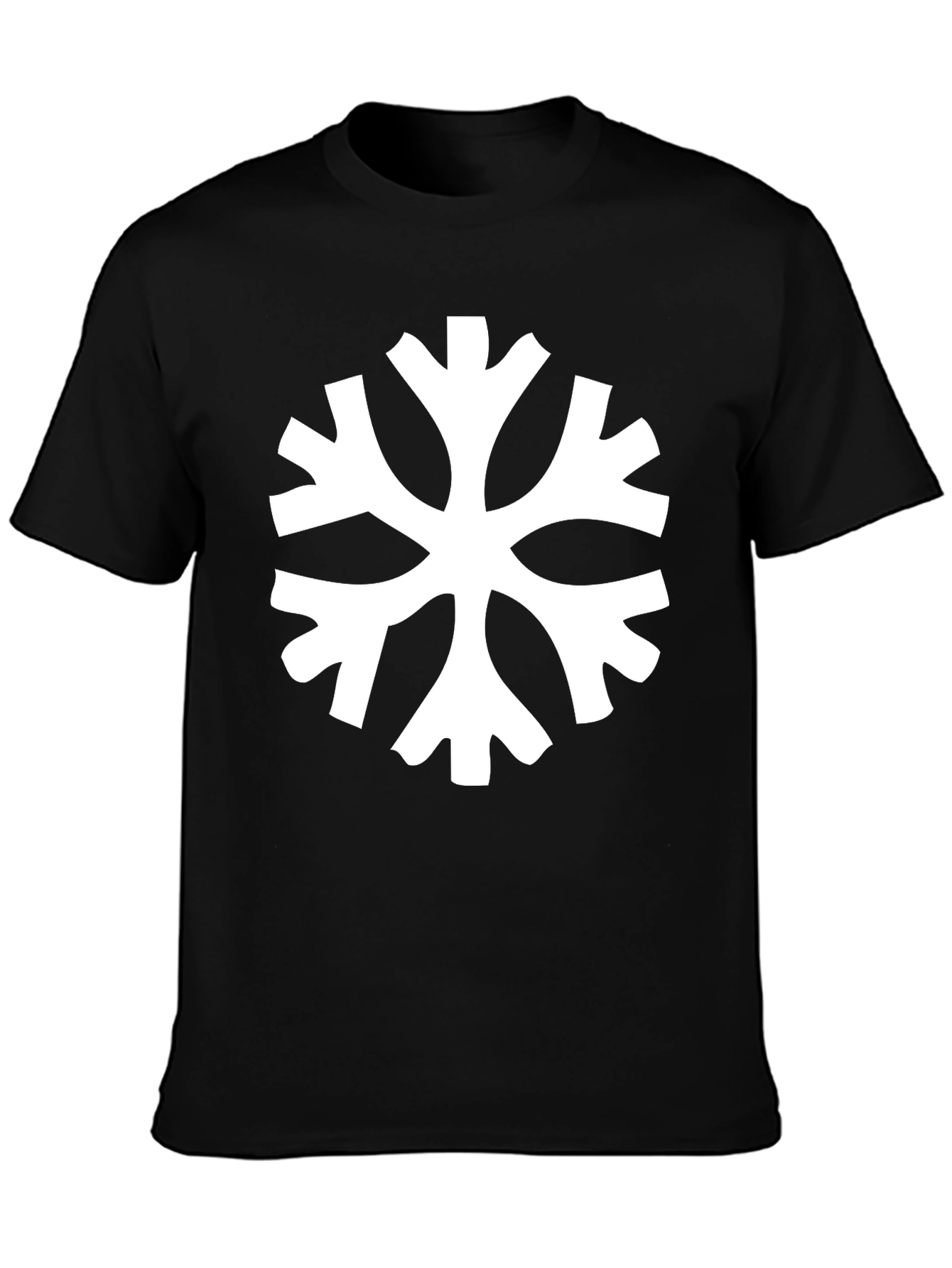 Black T-Shirt with White Snowflake Style Graphic