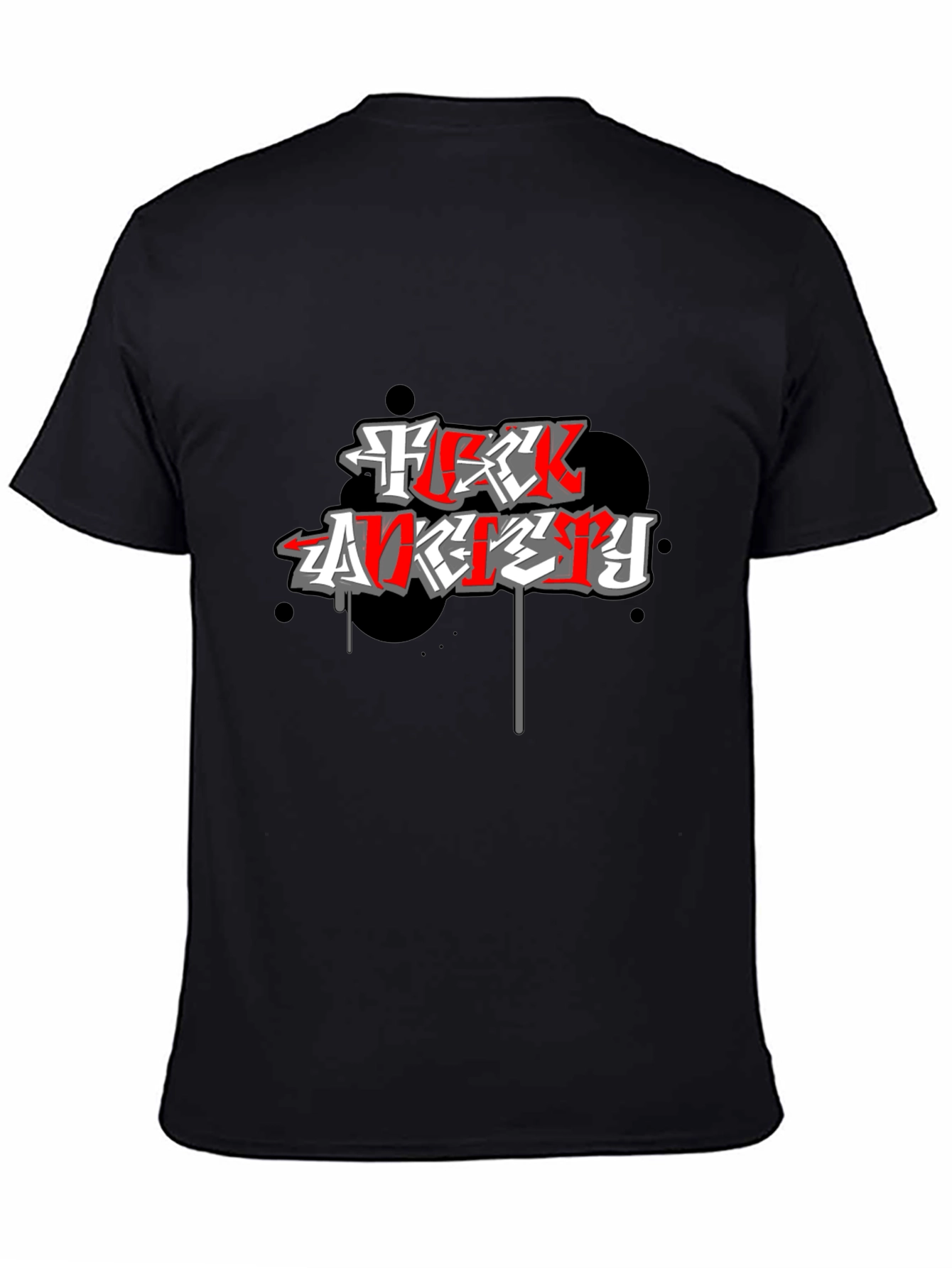 F*ck Anxiety Graphic Print Black T-Shirt