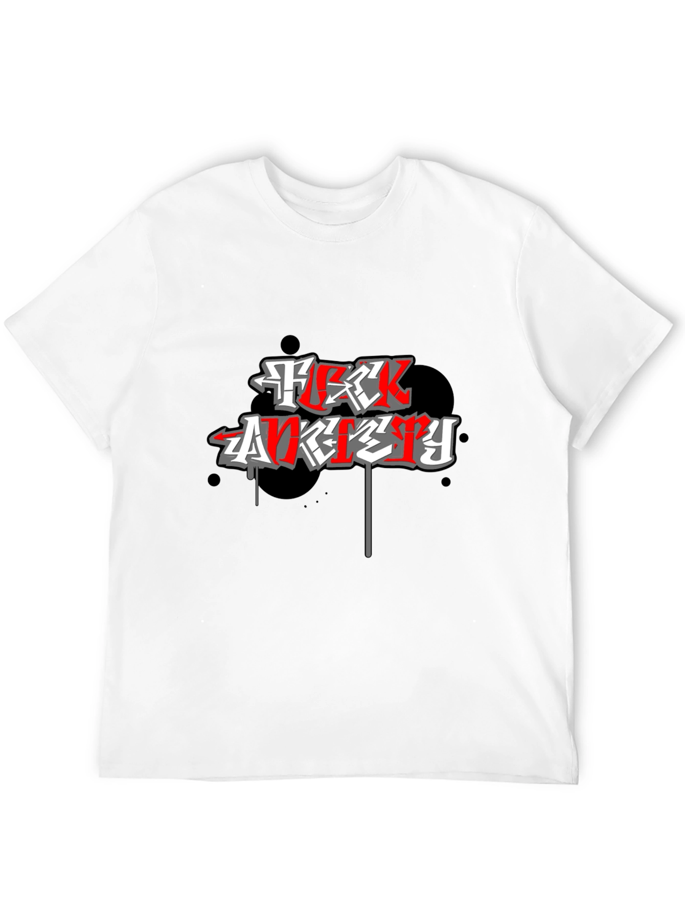 F*ck Anxiety Graphic Print Black T-Shirt