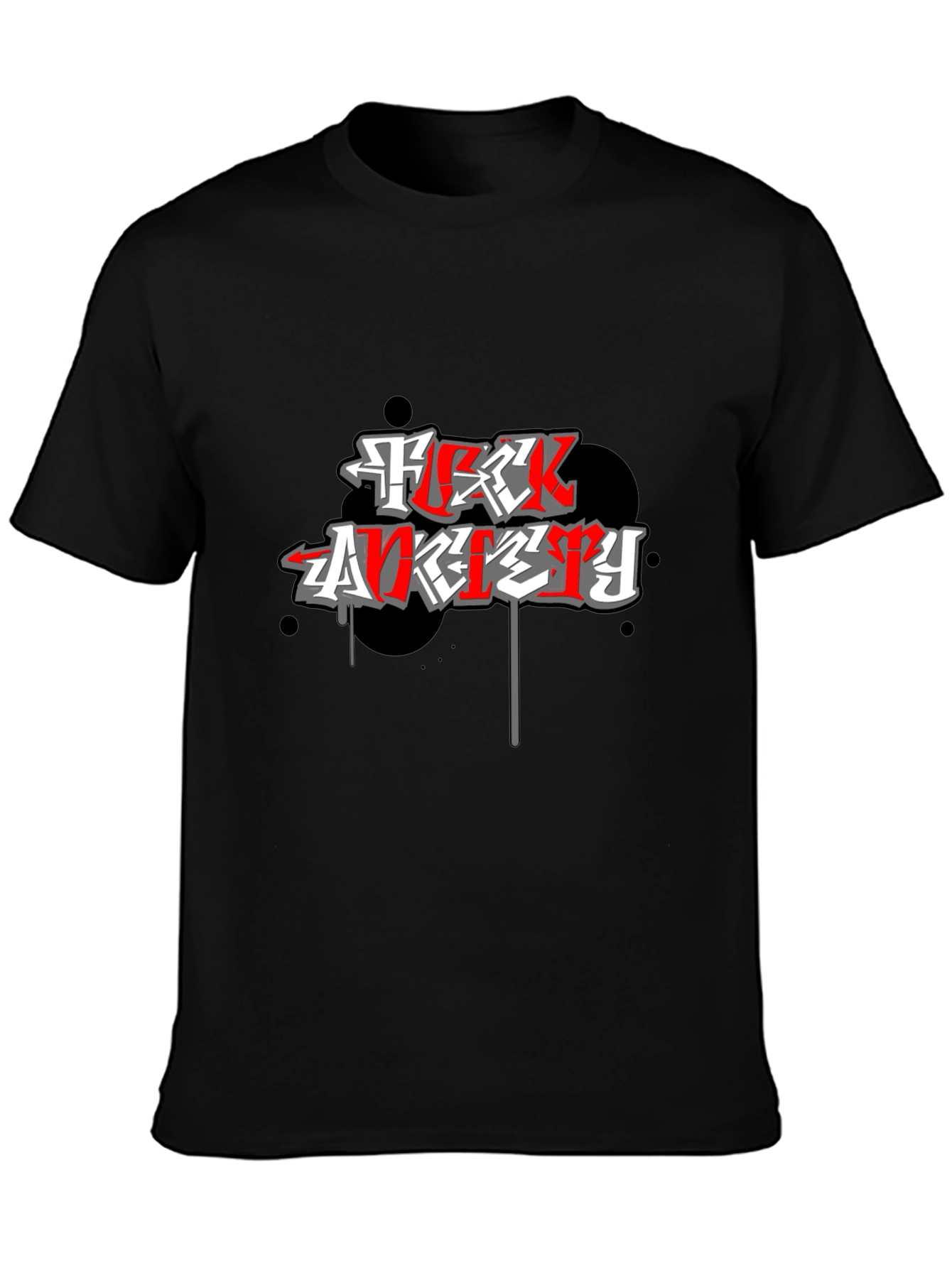 F*ck Anxiety Graphic Print Black T-Shirt