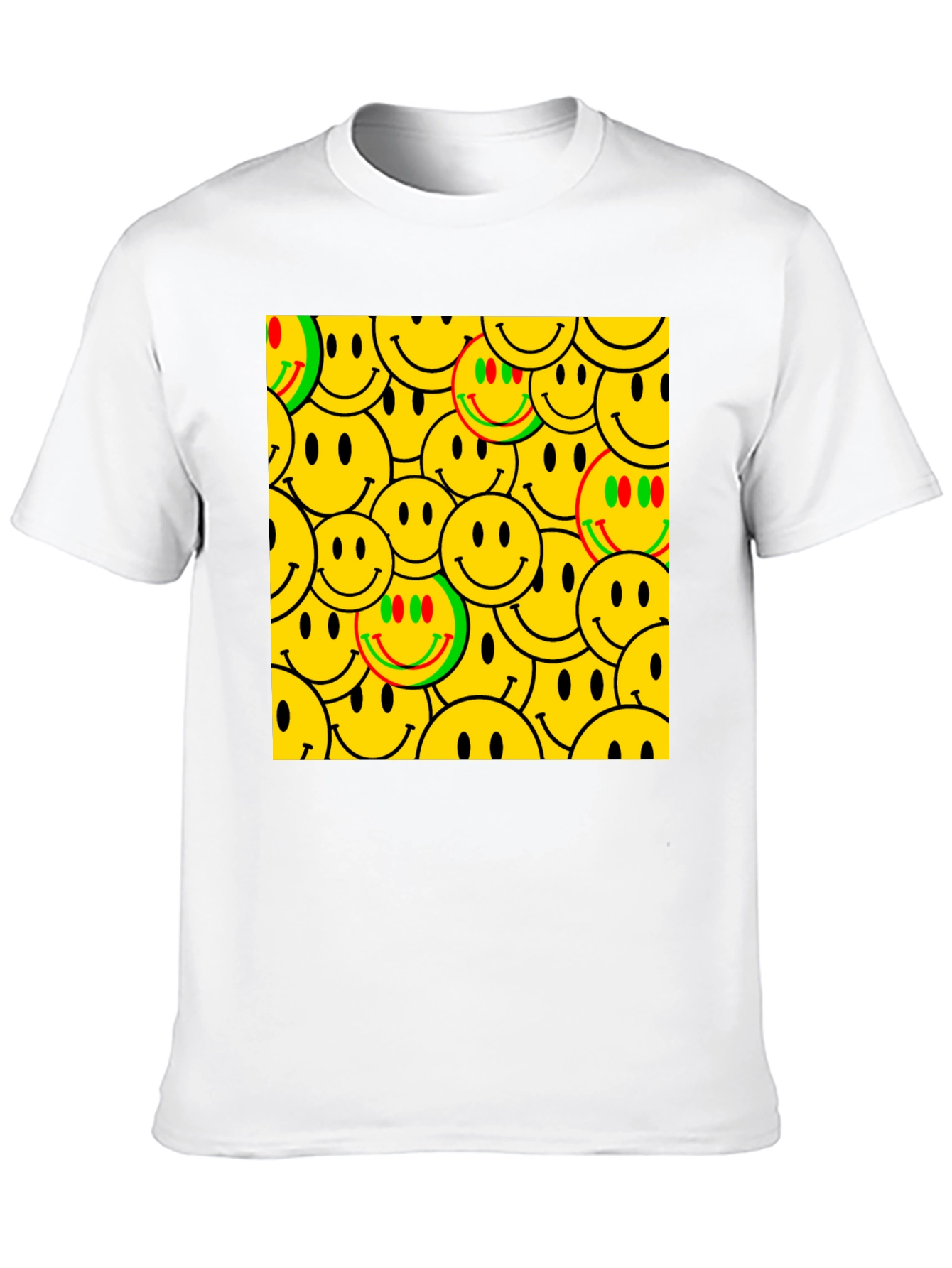 Smiley Face Pattern Black T-Shirt