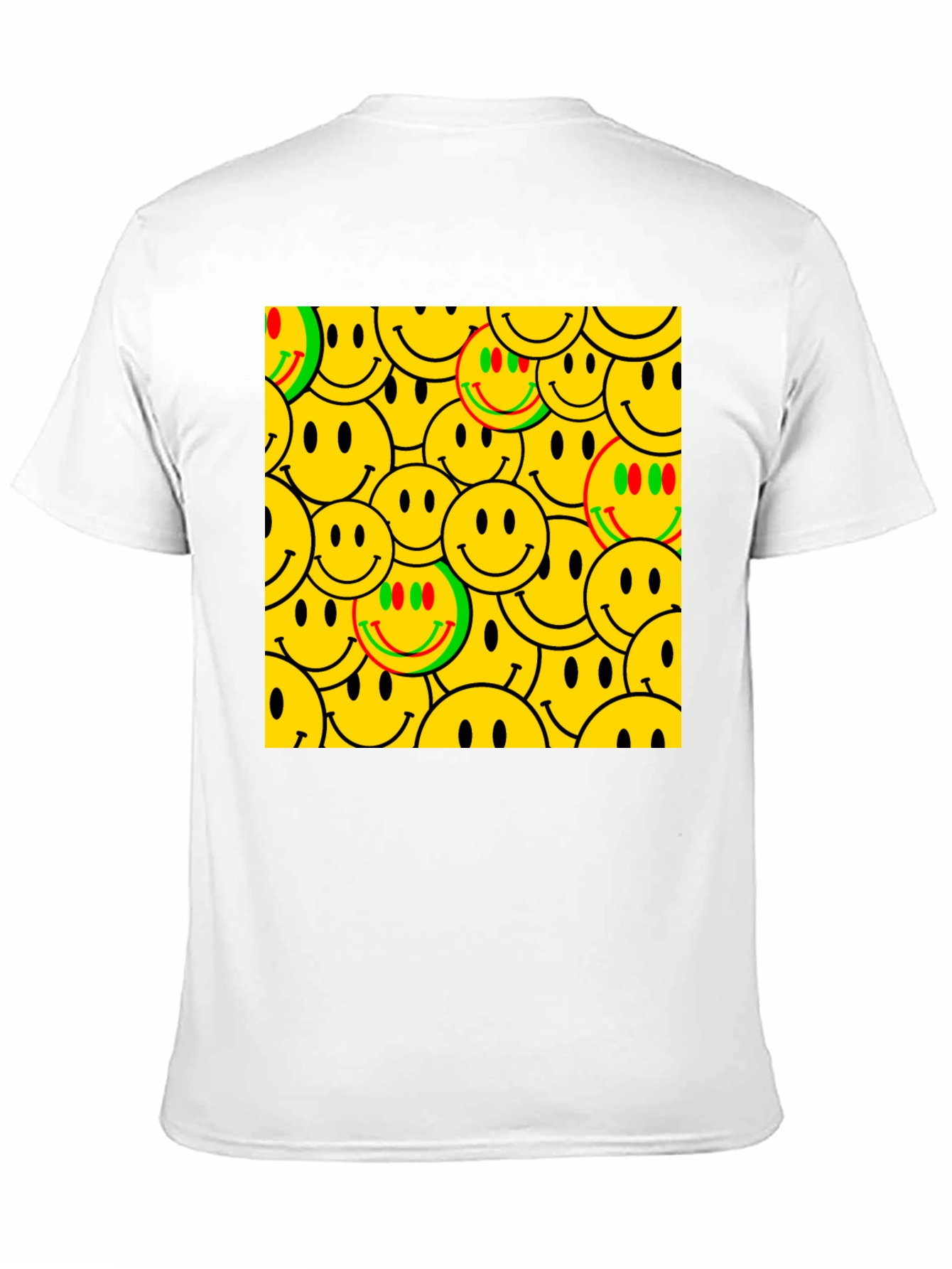 Smiley Face Pattern Black T-Shirt