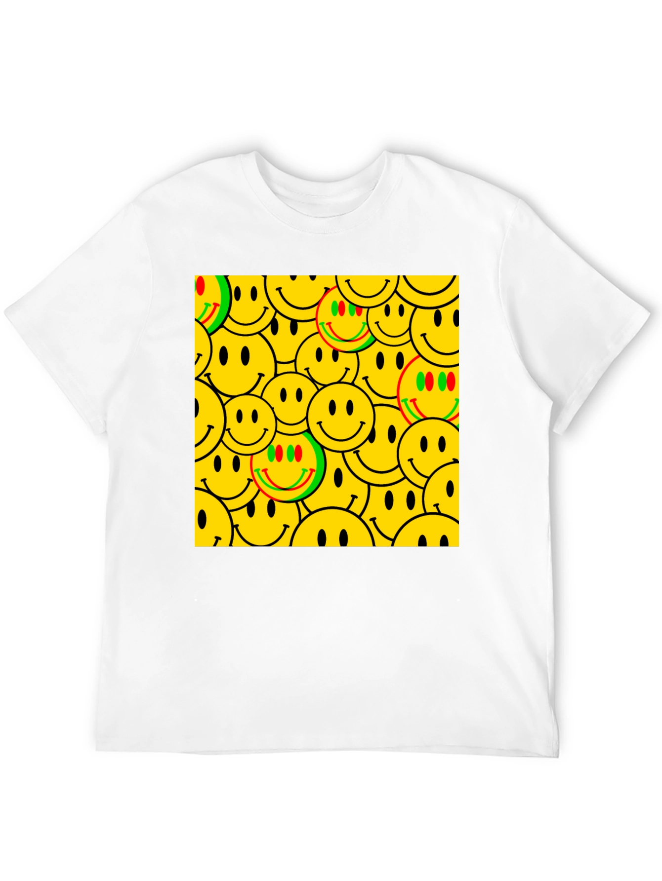 Smiley Face Pattern Black T-Shirt