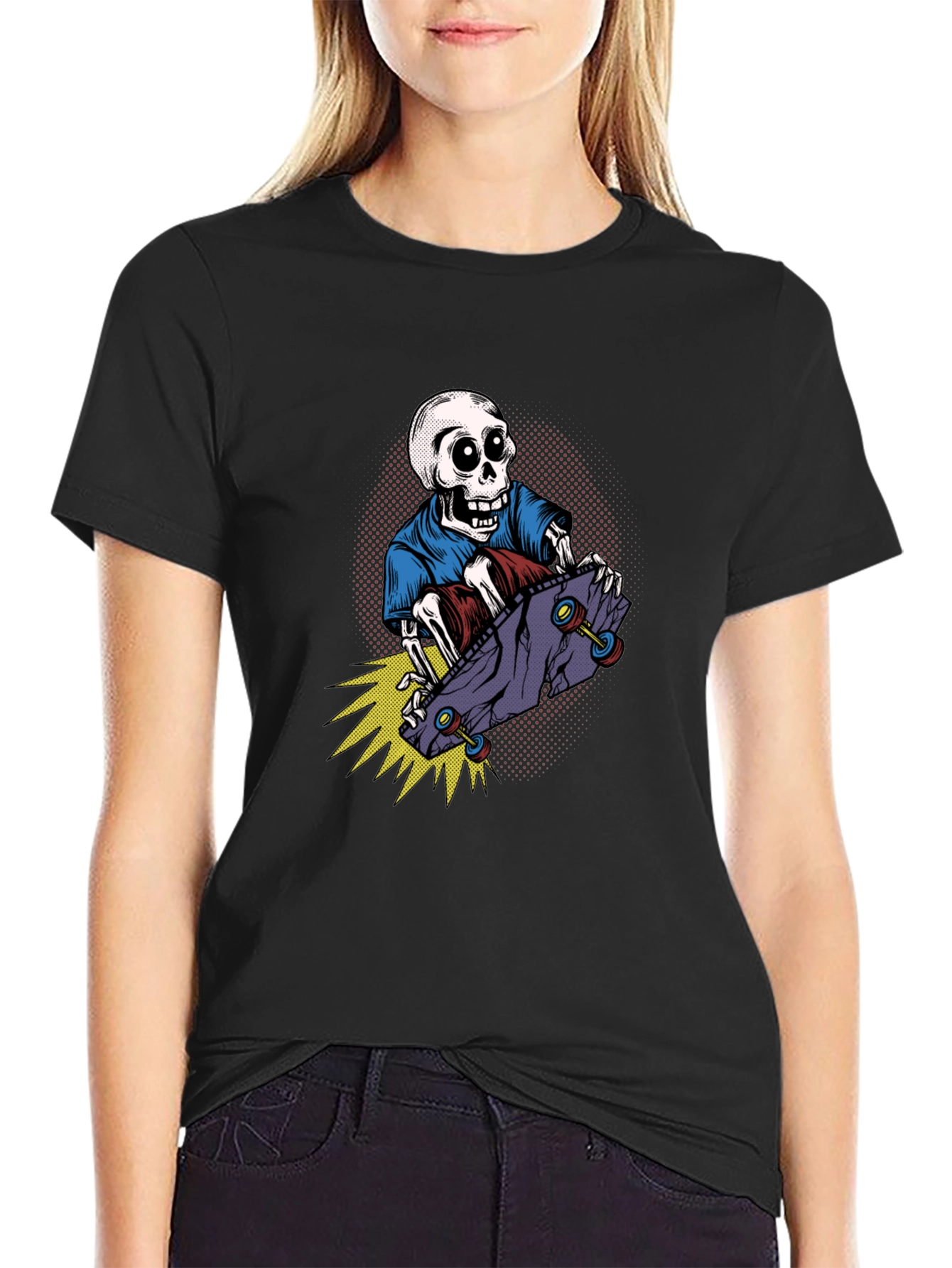 Skateboarding Skeleton Graphic T-Shirt