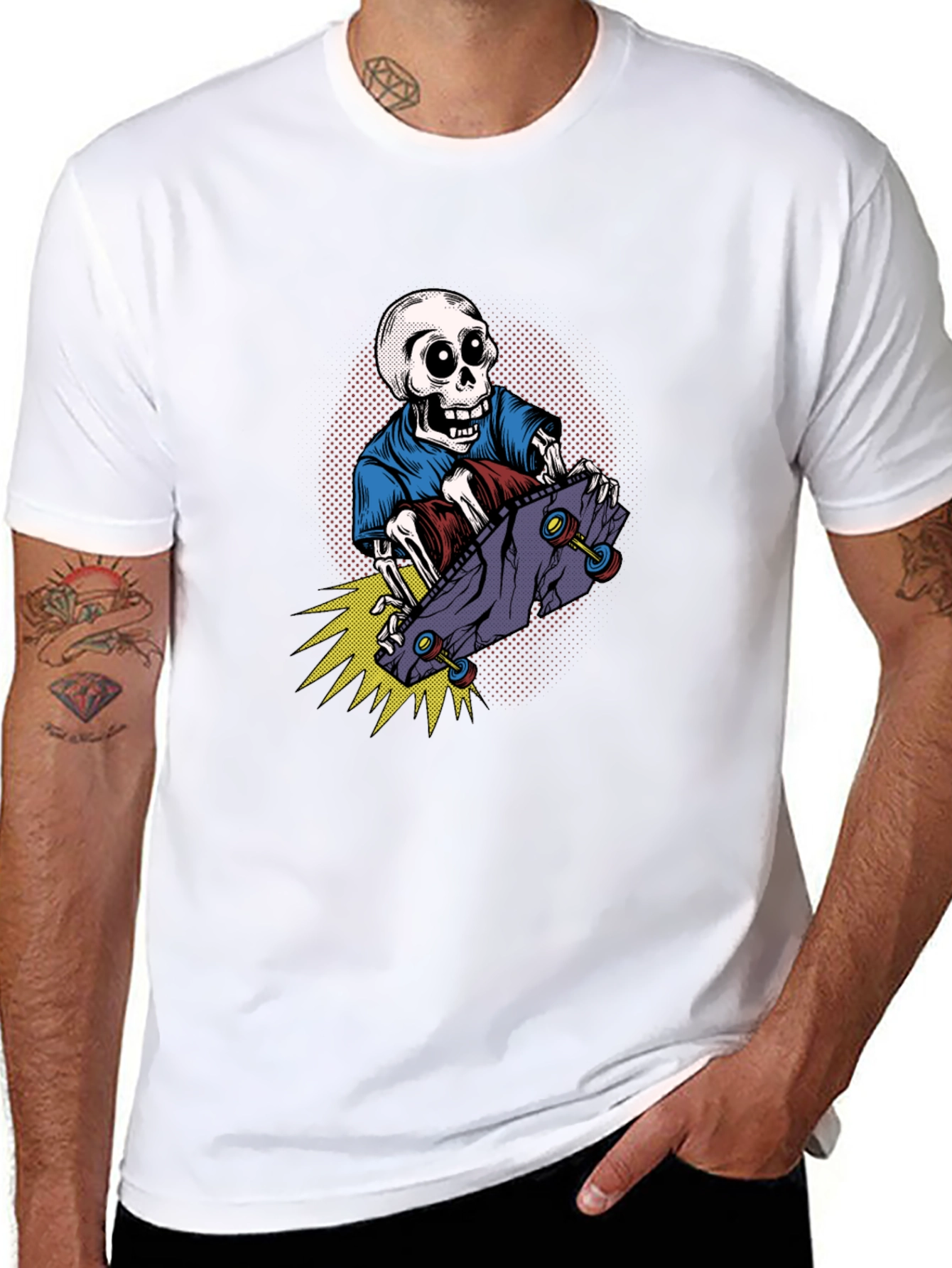 Skateboarding Skeleton Graphic T-Shirt