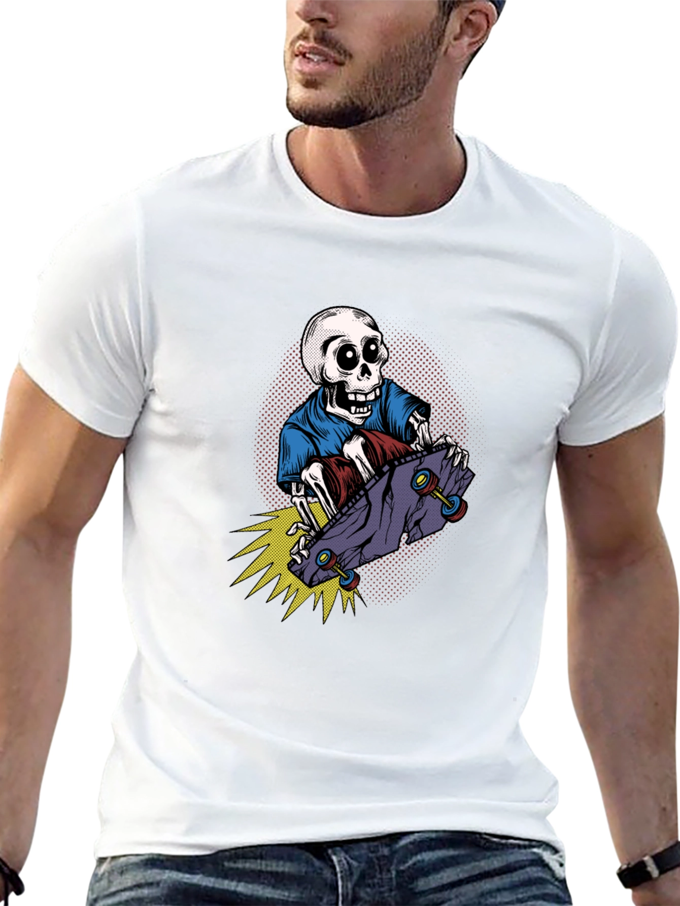 Skateboarding Skeleton Graphic T-Shirt