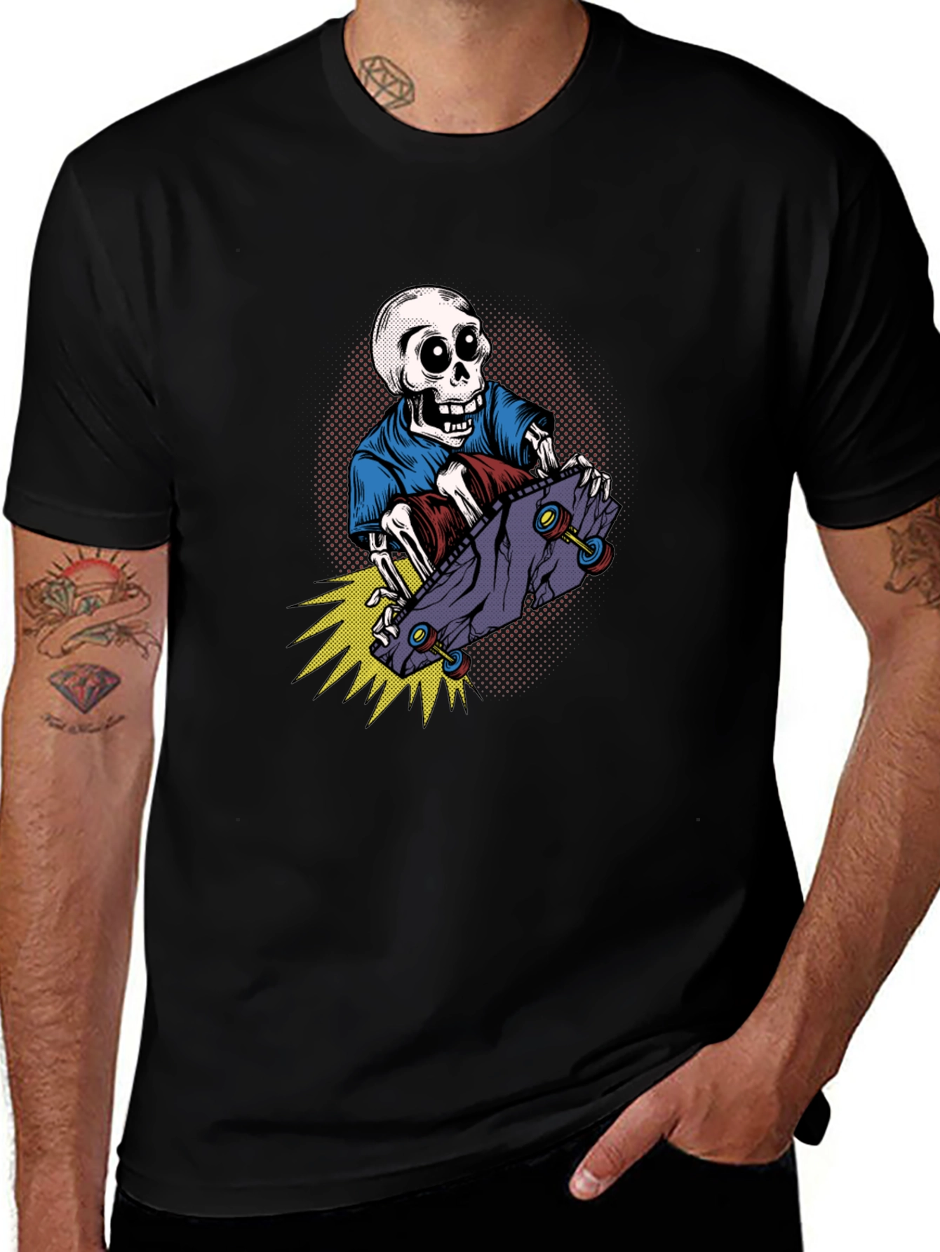 Skateboarding Skeleton Graphic T-Shirt