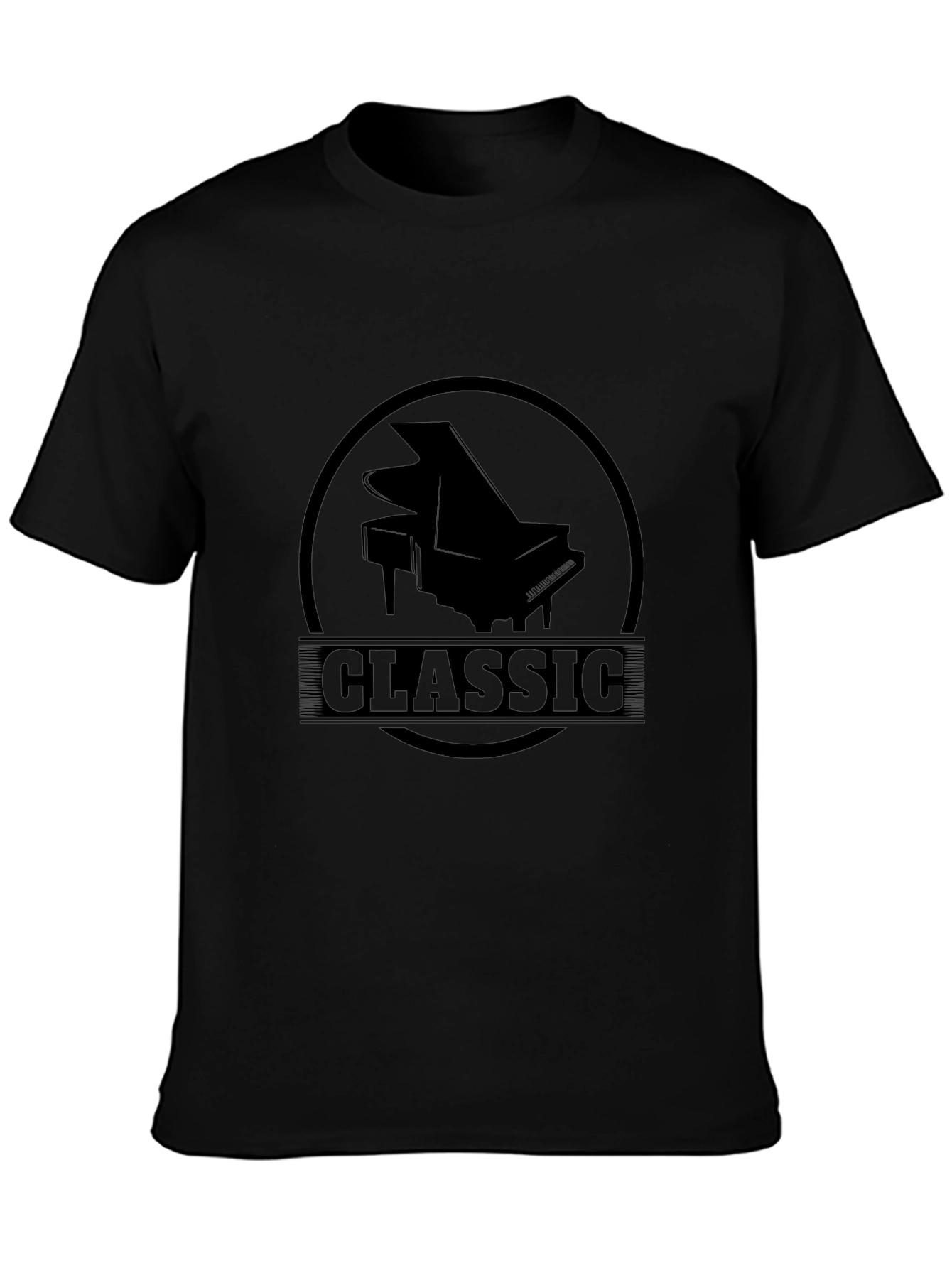 Classic Piano Graphic Tee - Black Casual T-Shirt