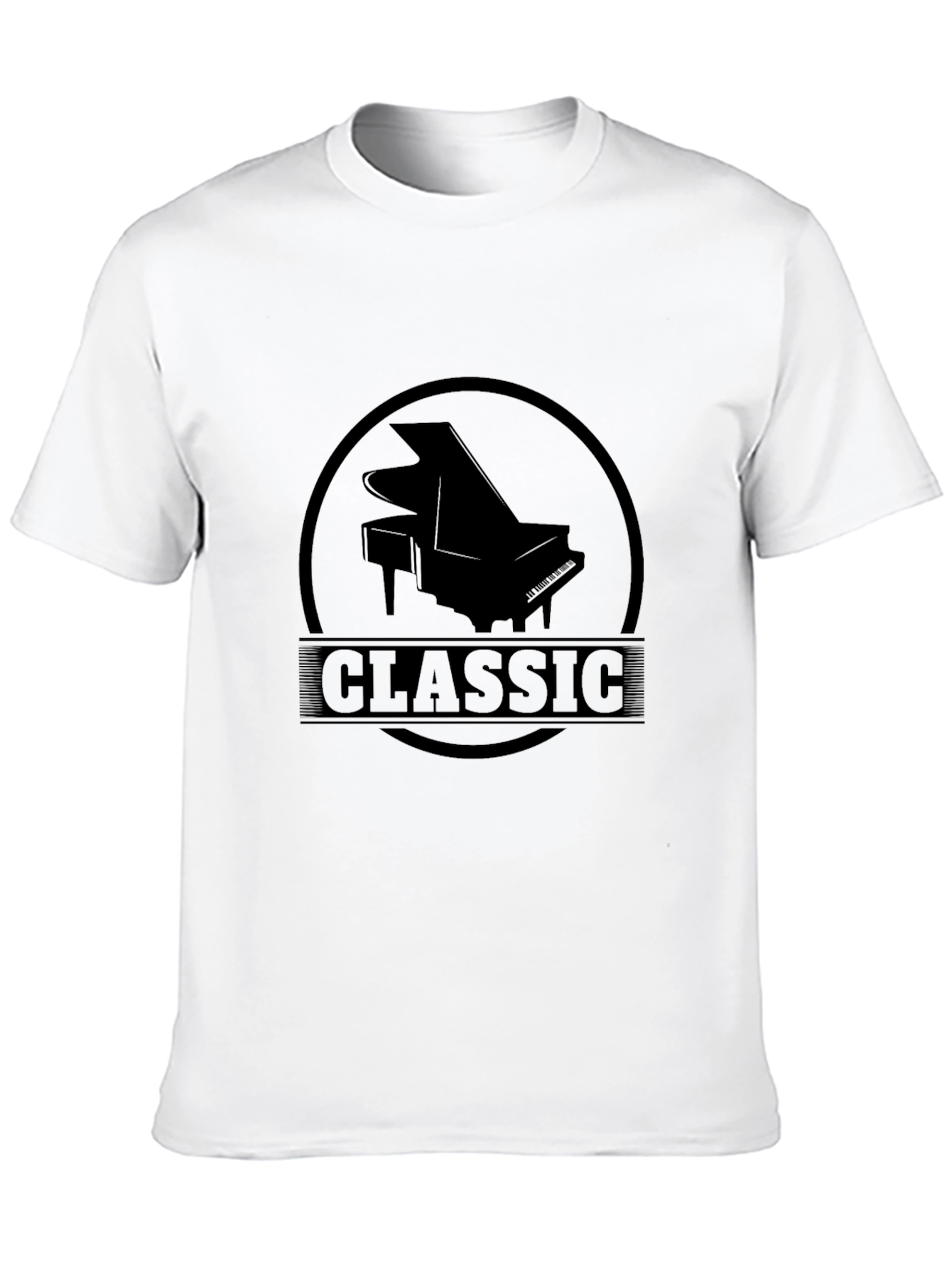 Classic Piano Graphic Tee - Black Casual T-Shirt