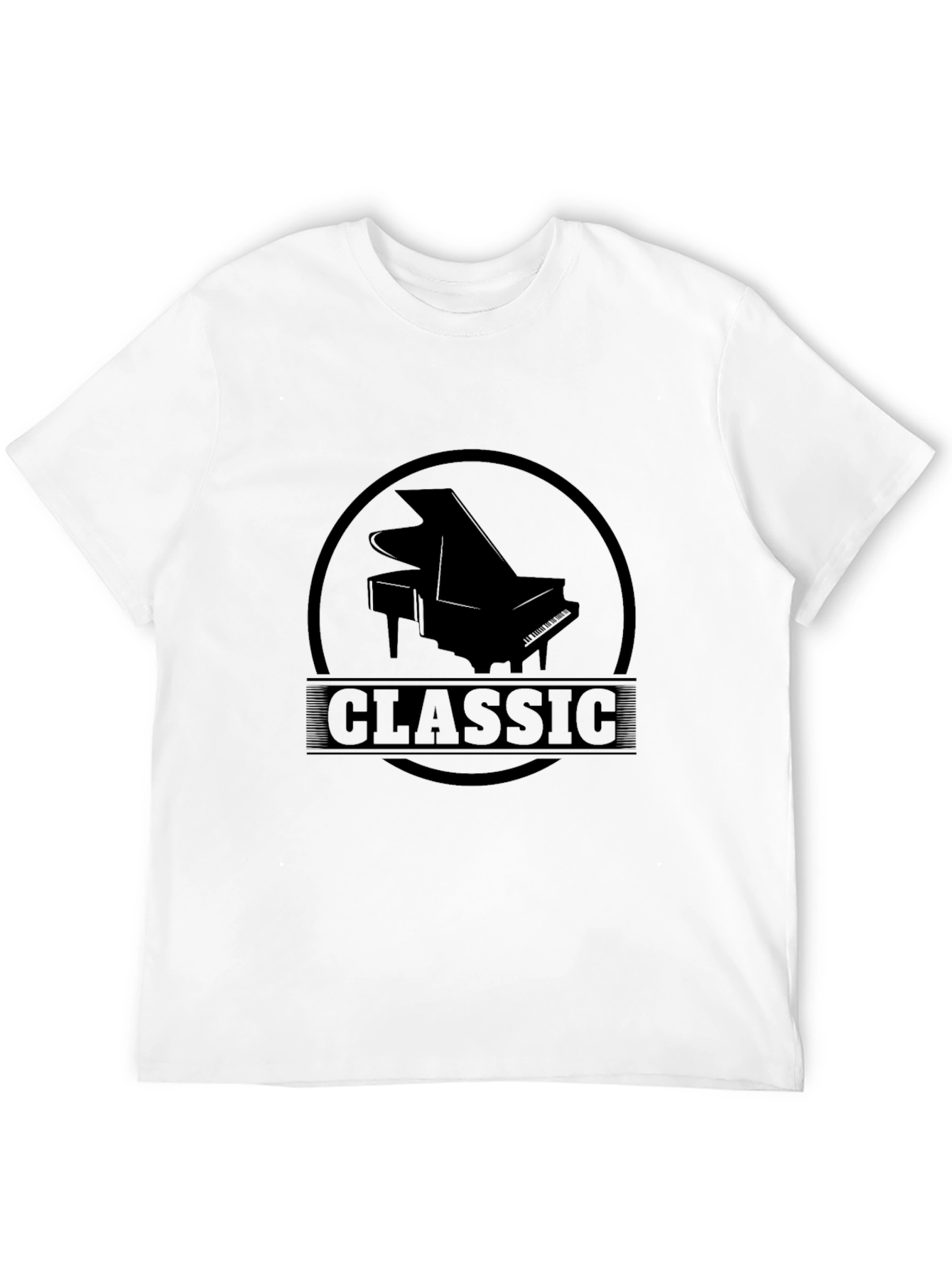 Classic Piano Graphic Tee - Black Casual T-Shirt