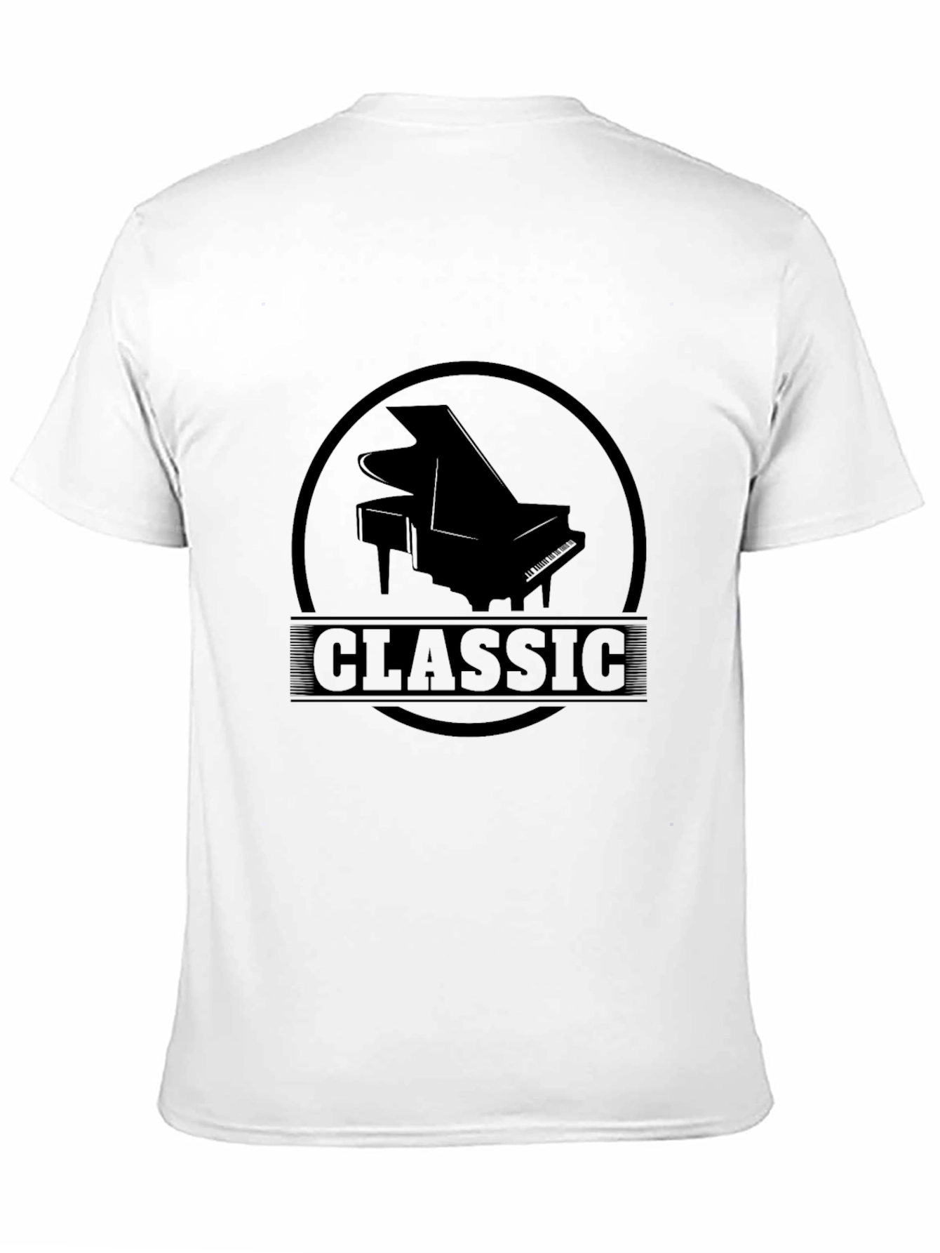 Classic Piano Graphic Tee - Black Casual T-Shirt