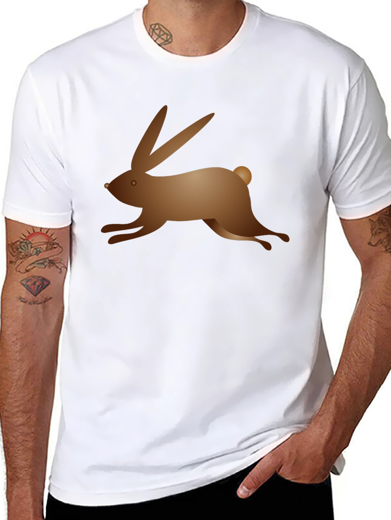 Black T-Shirt with Bunny Graphic