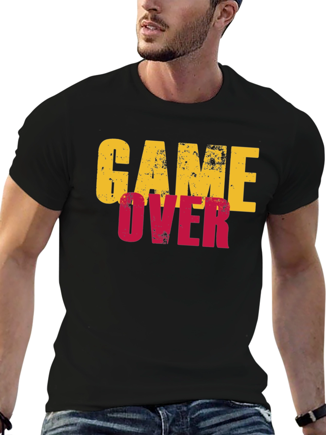Game Over Graphic Tee - Black Cotton T-Shirt