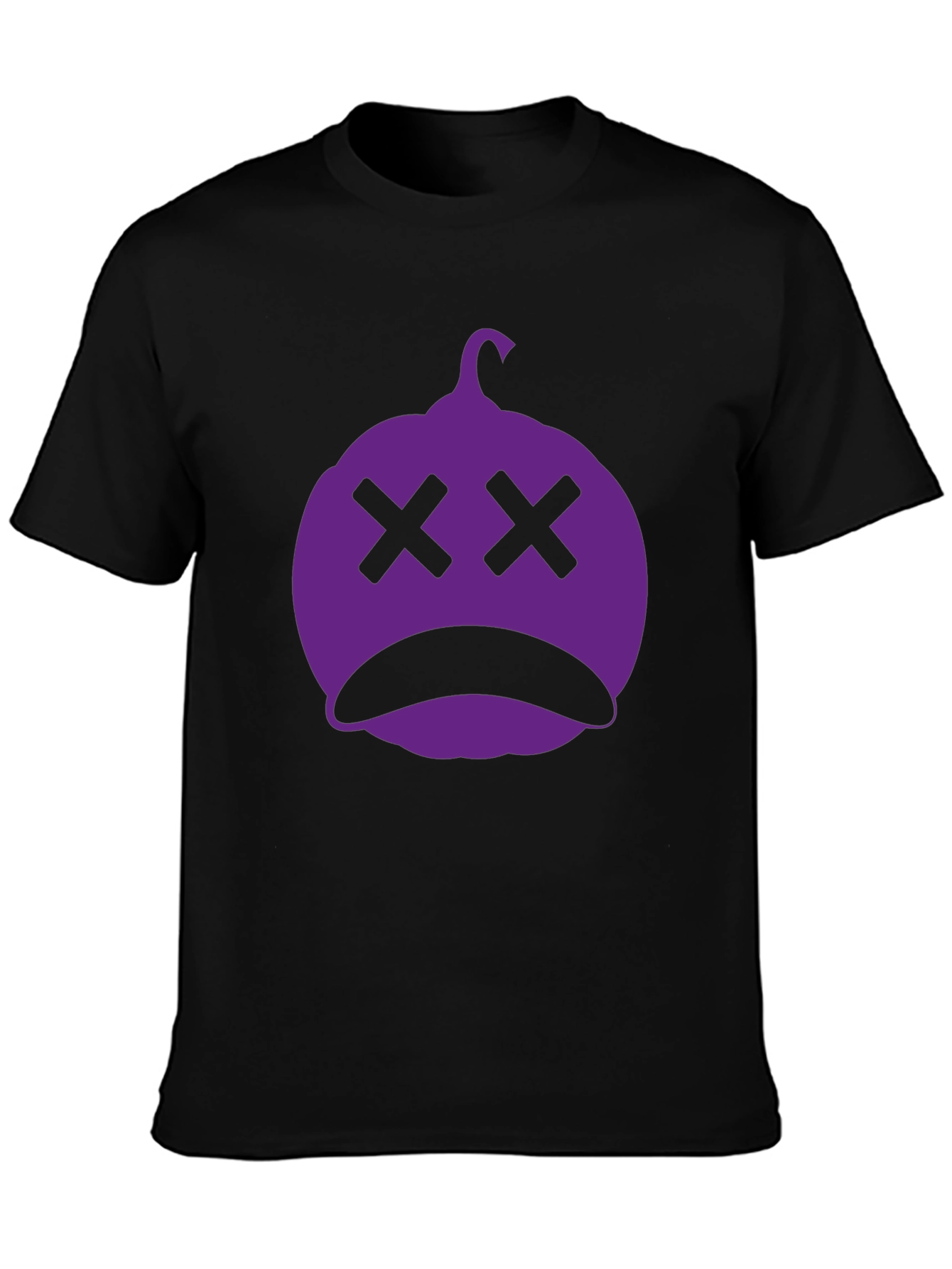 Spooky Purple Pumpkin Face Black T-Shirt