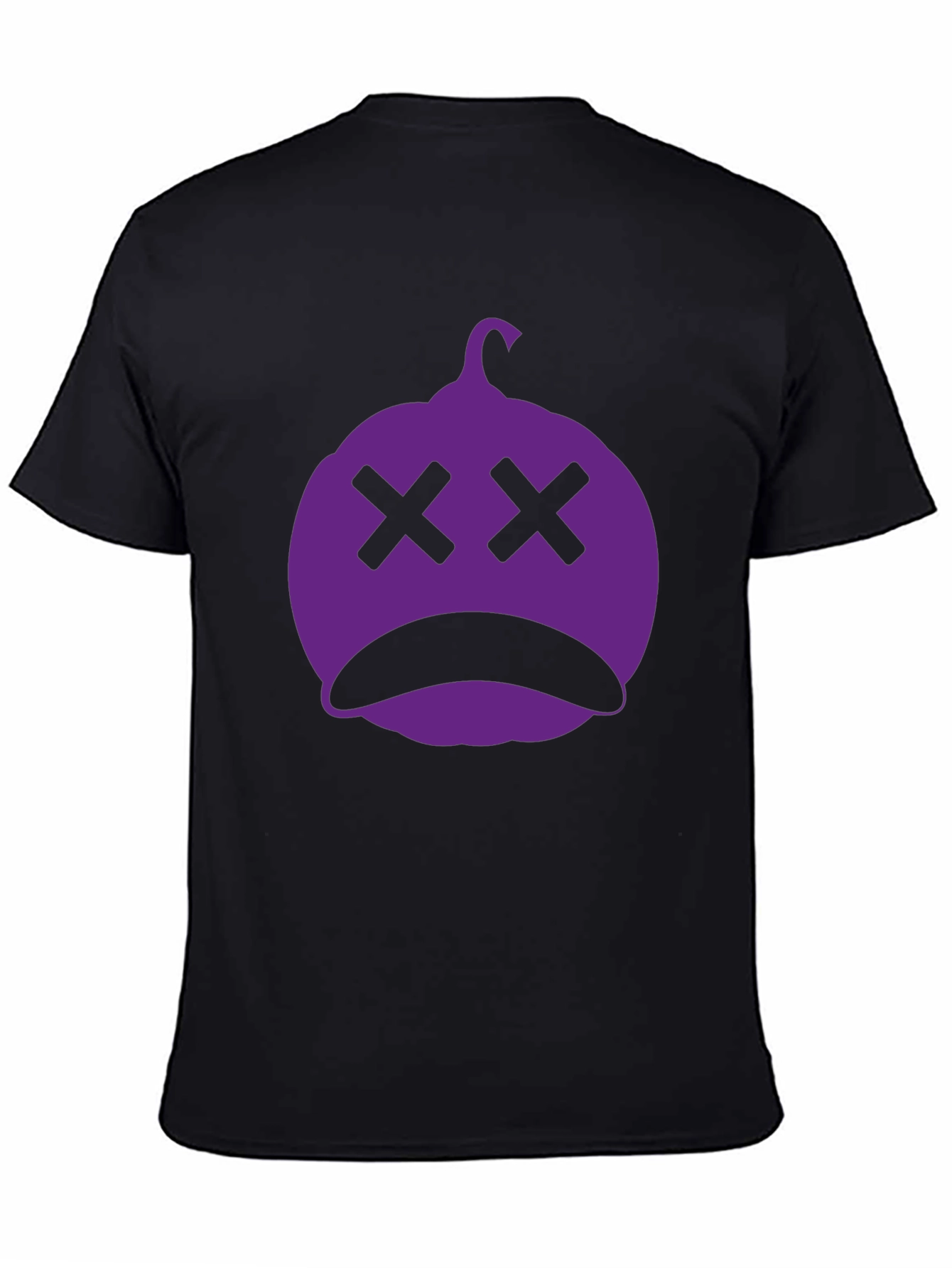 Spooky Purple Pumpkin Face Black T-Shirt