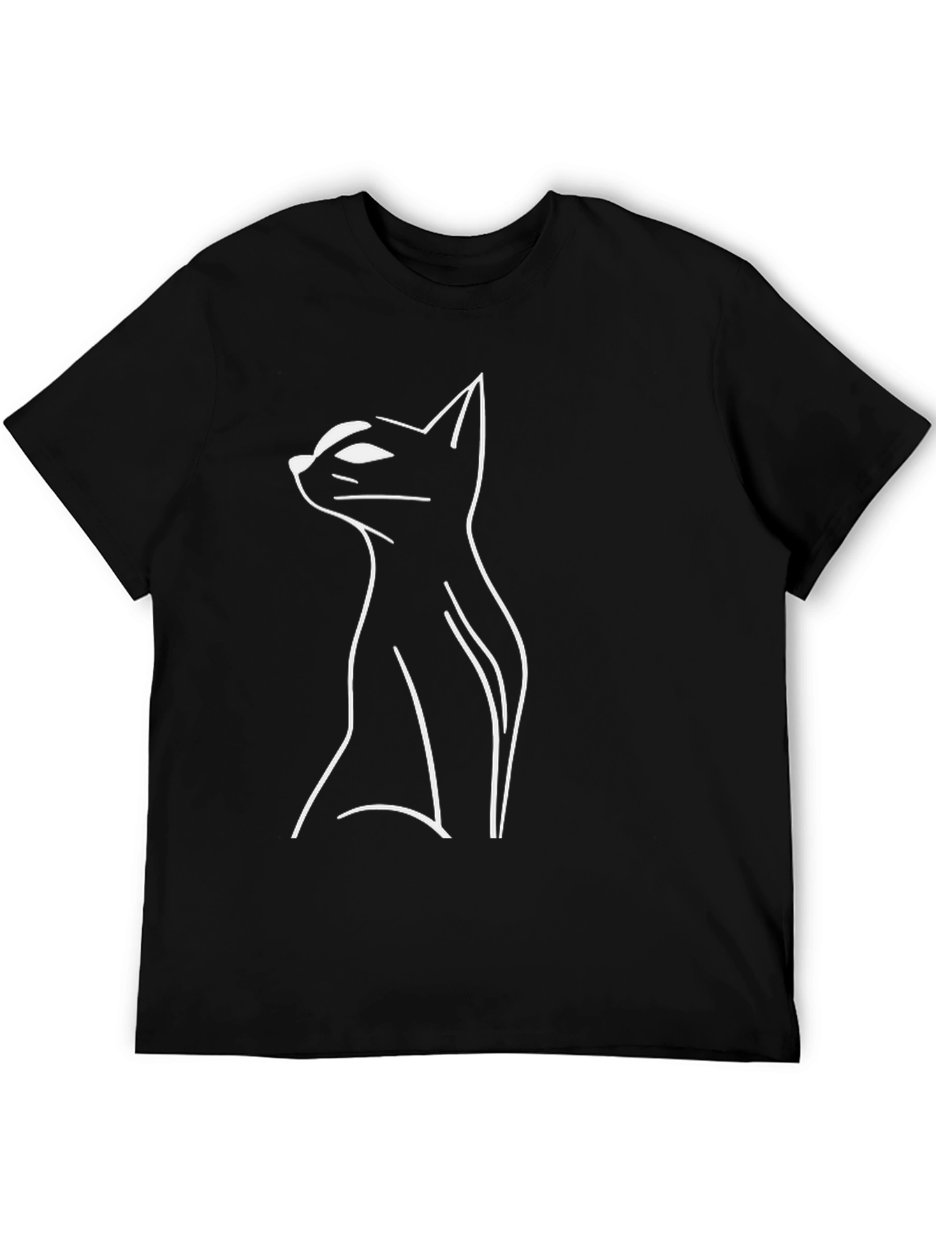 Modern Cat Silhouette Black T-Shirt