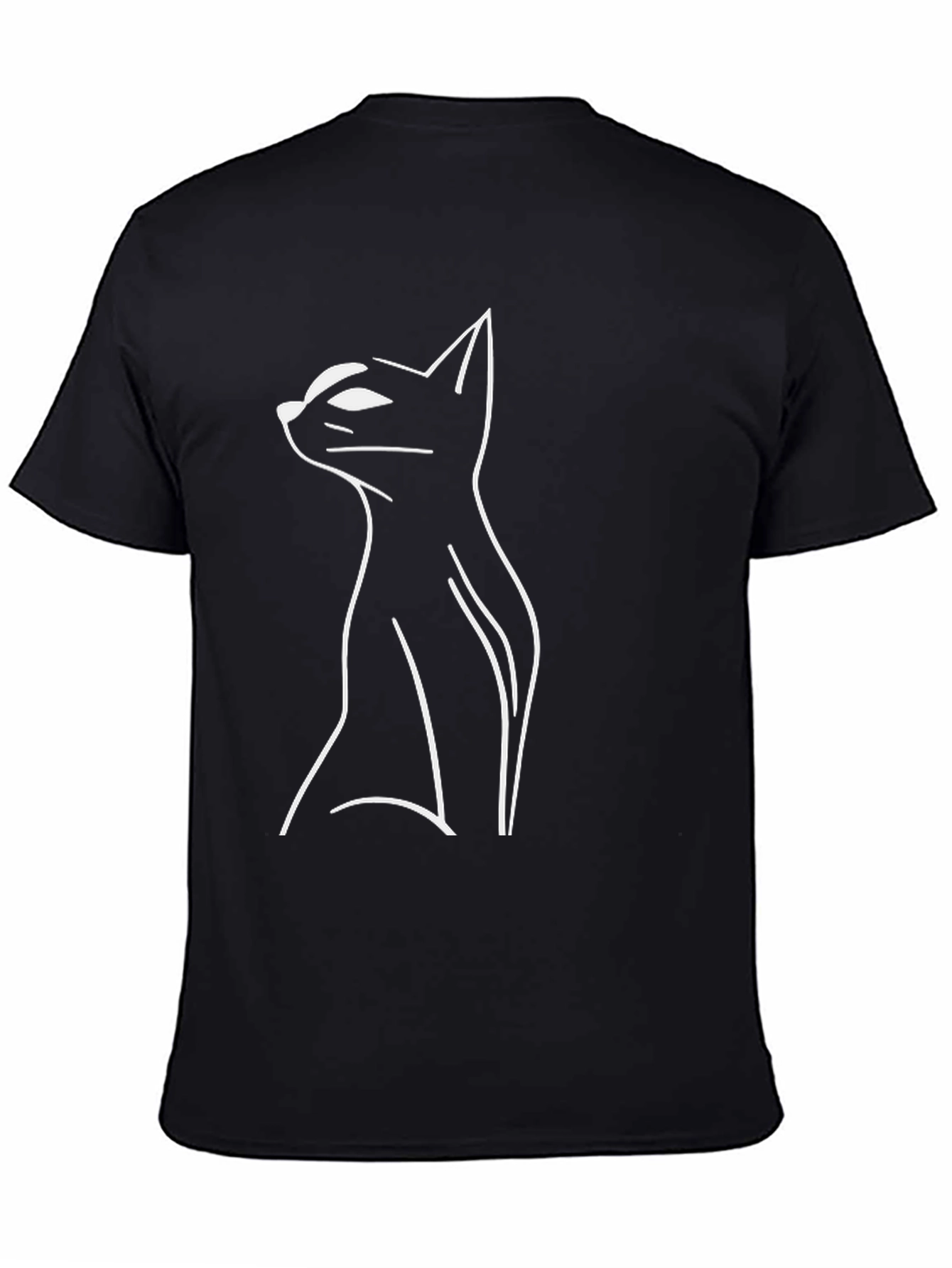 Modern Cat Silhouette Black T-Shirt