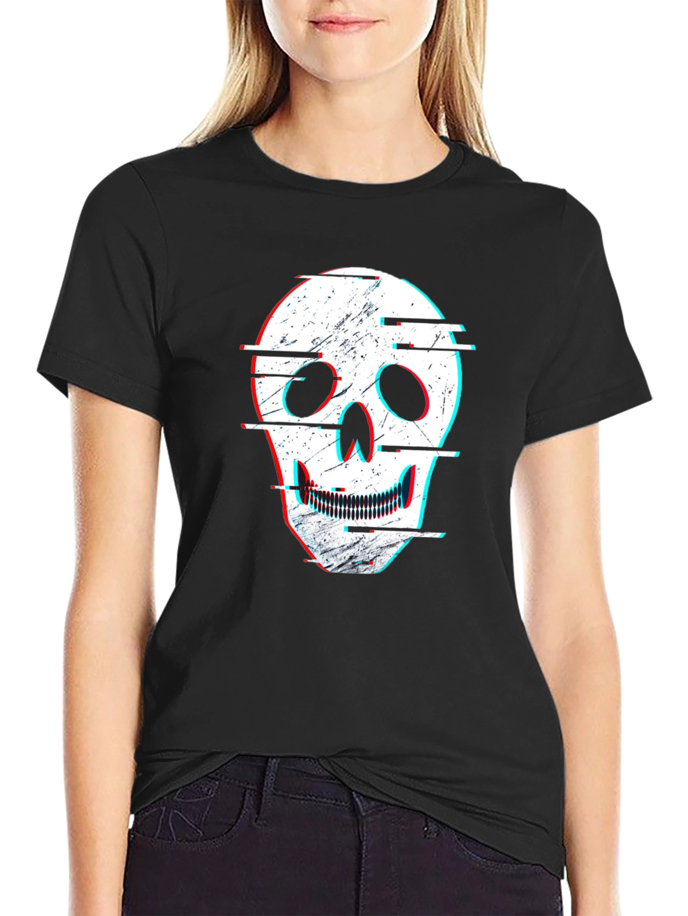 Glitch Skull Graphic Tee - Modern Streetwear