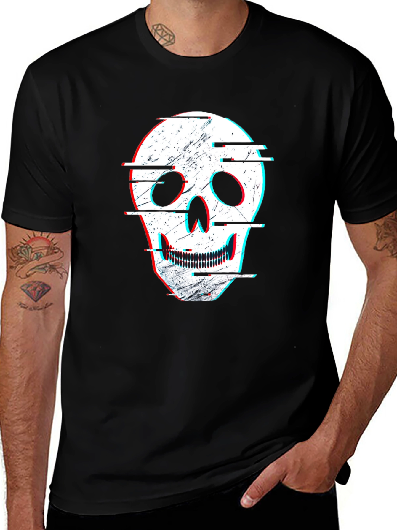Glitch Skull Graphic Tee - Modern Streetwear