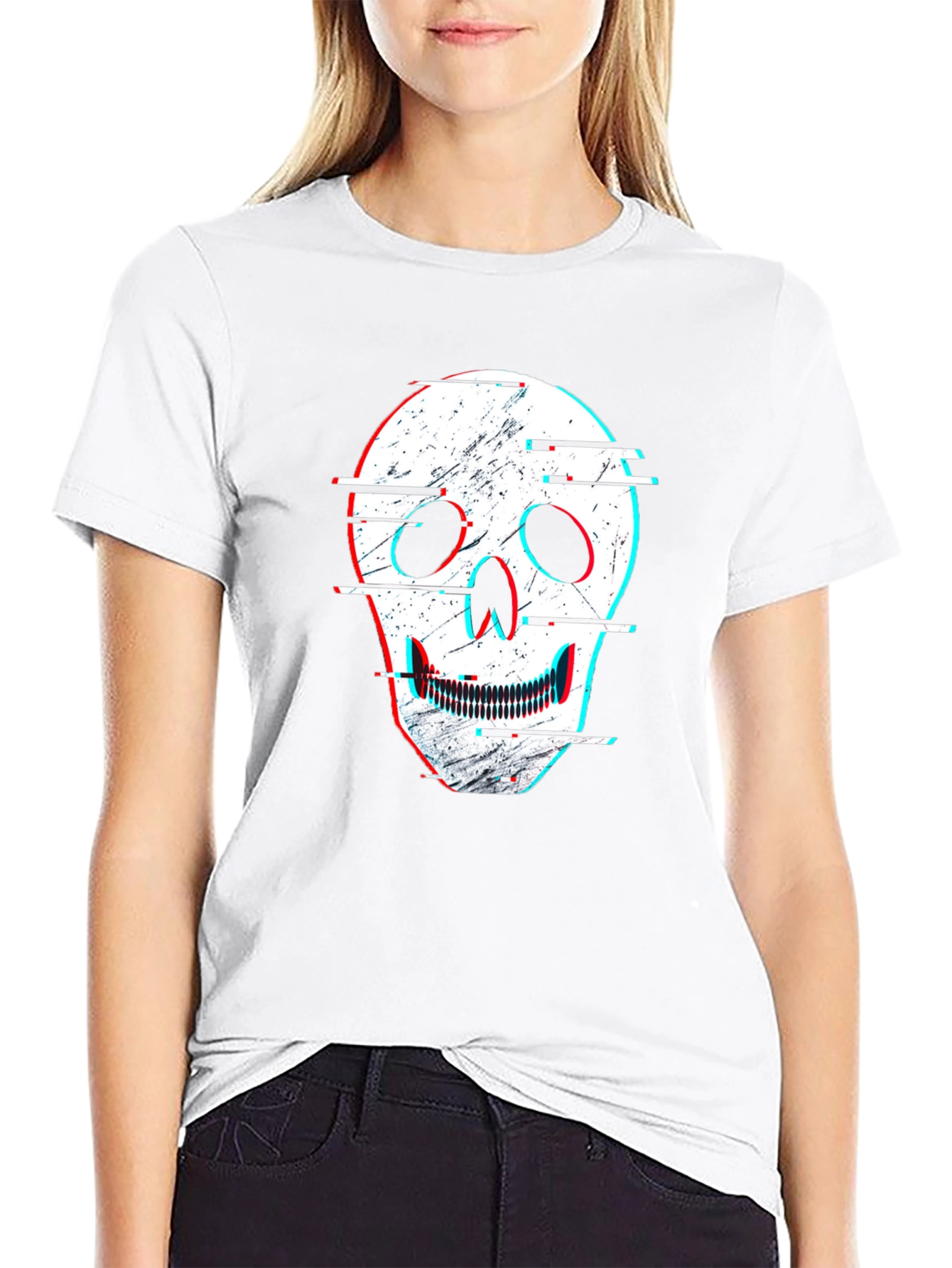 Glitch Skull Graphic Tee - Modern Streetwear