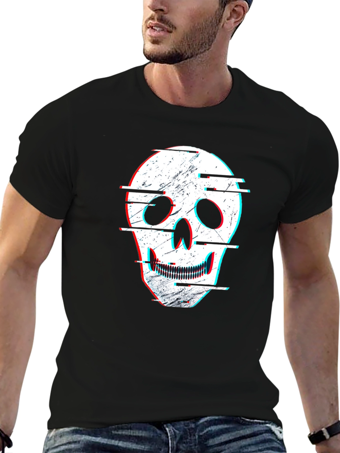 Glitch Skull Graphic Tee - Modern Streetwear