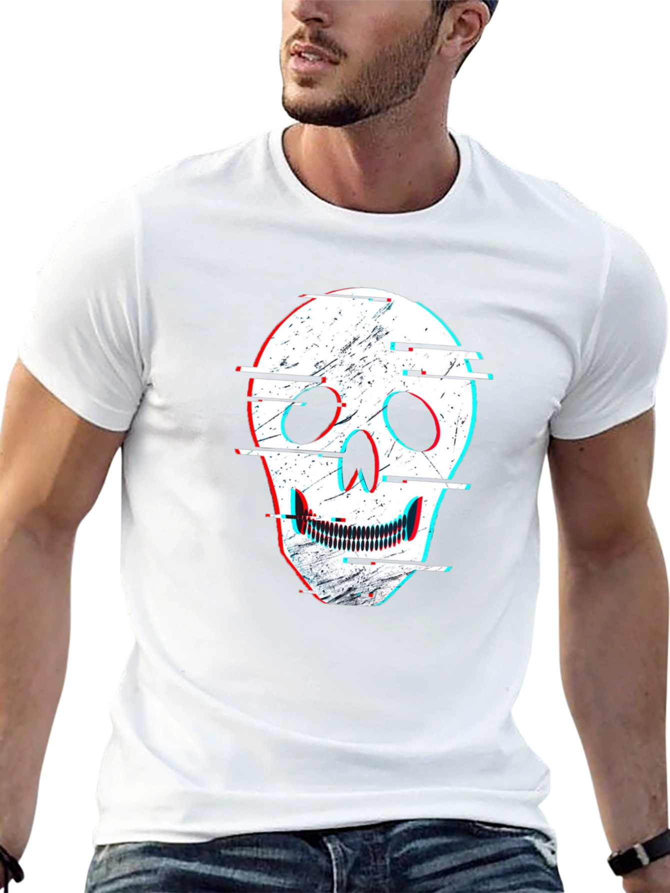 Glitch Skull Graphic Tee - Modern Streetwear