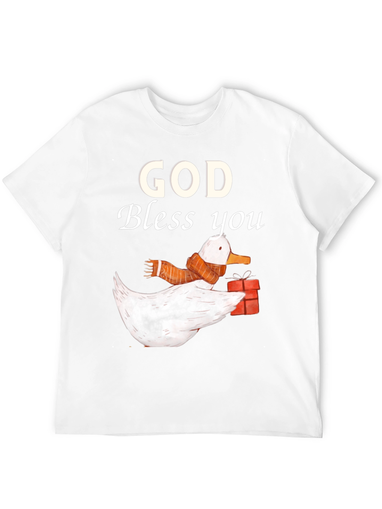 God Bless You Duck with Scarf Graphic Tee