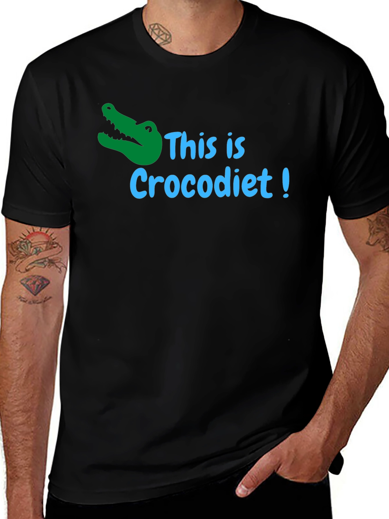 Crocodiet Funny T-Shirt - Black Cotton Tee