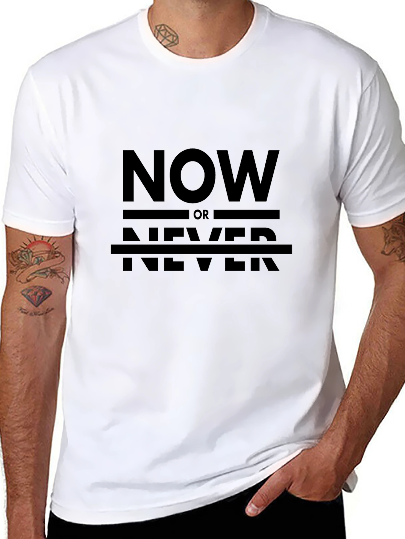 Now or Never Black Graphic Tee