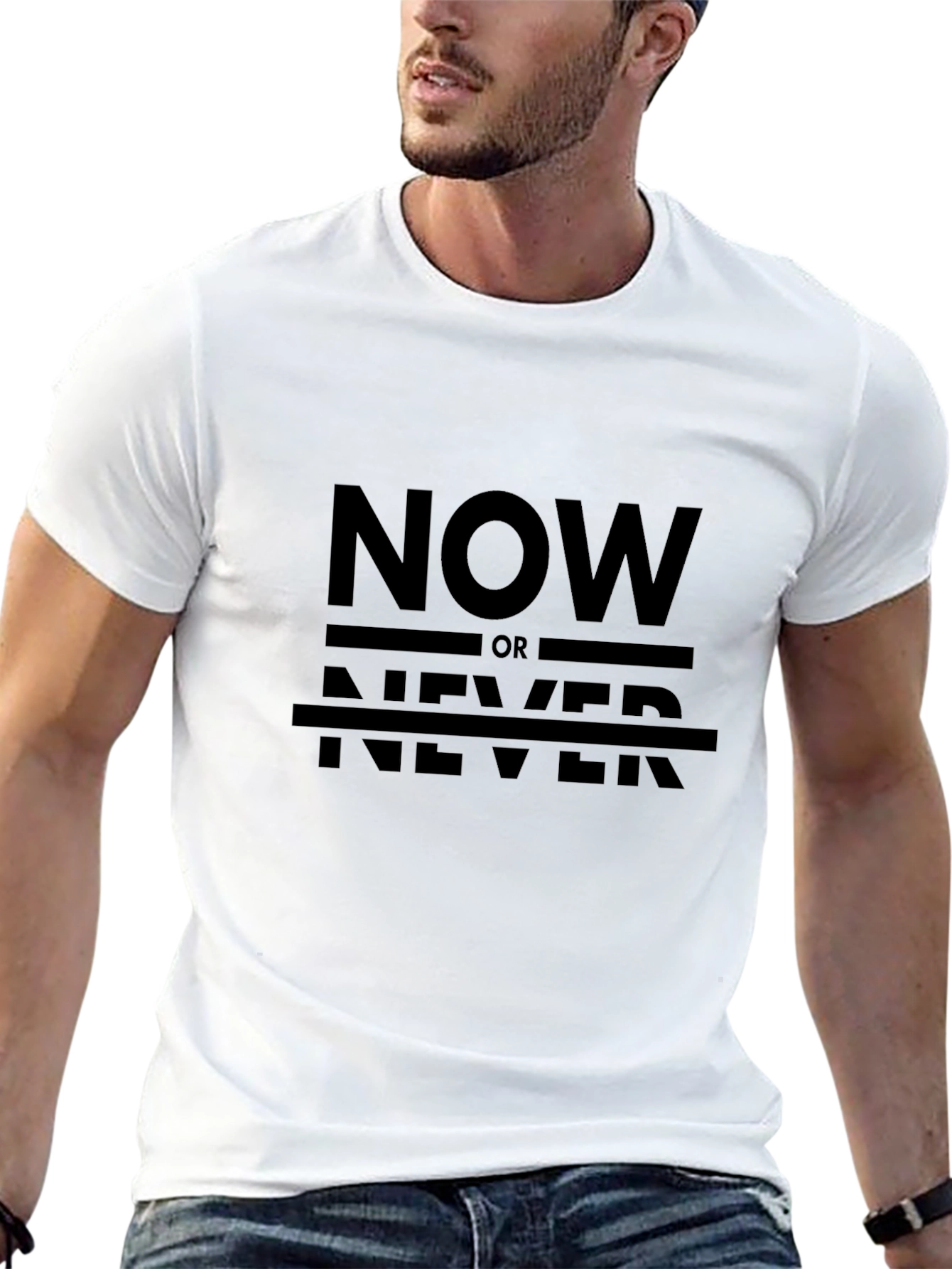 Now or Never Black Graphic Tee