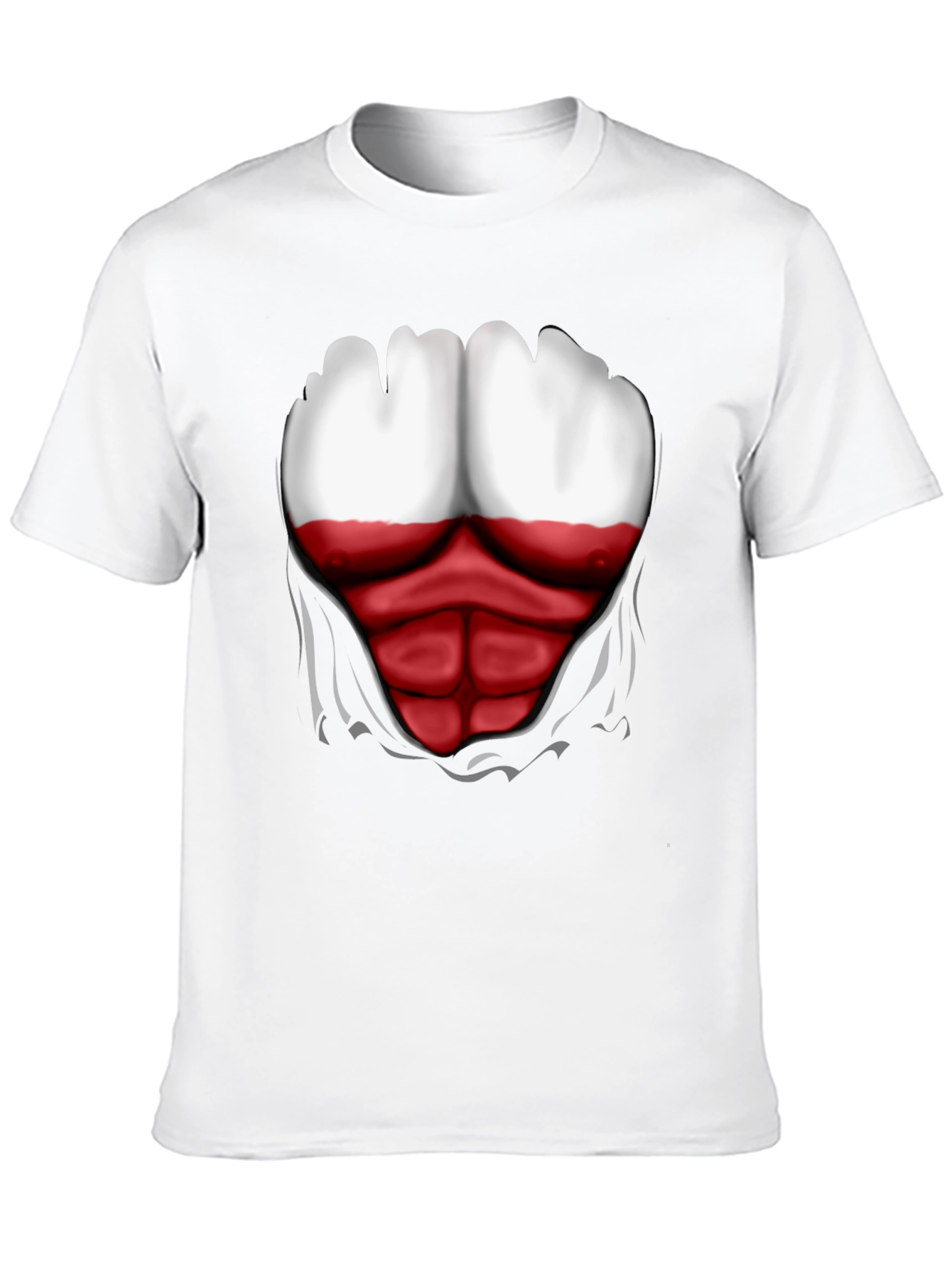 Poland Flag Chest Print Mens Black T-Shirt