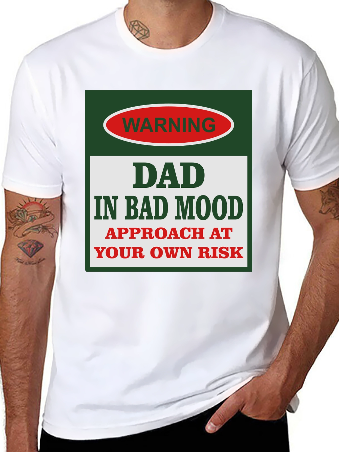 Warning: Dad in Bad Mood Graphic T-Shirt