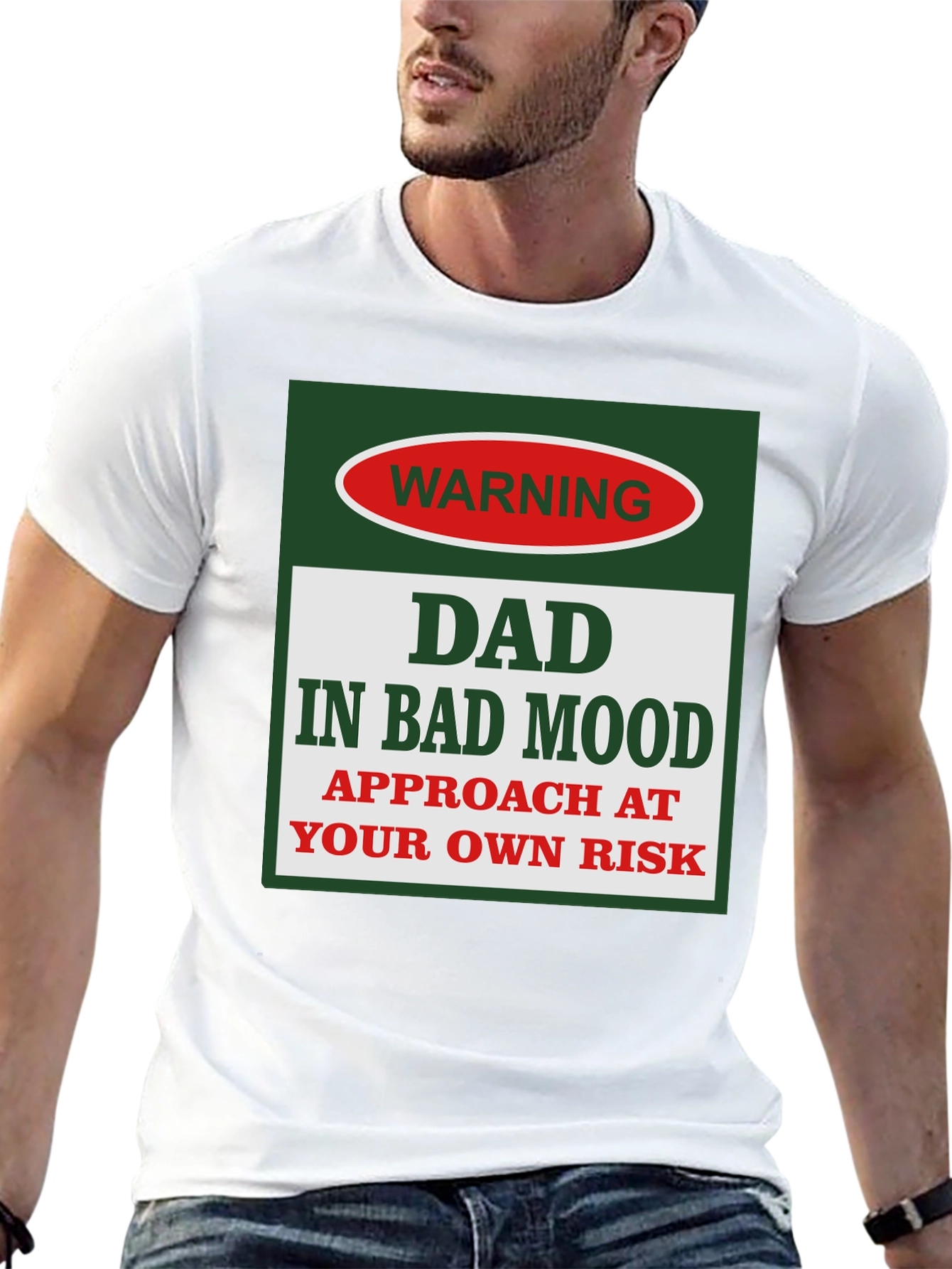 Warning: Dad in Bad Mood Graphic T-Shirt