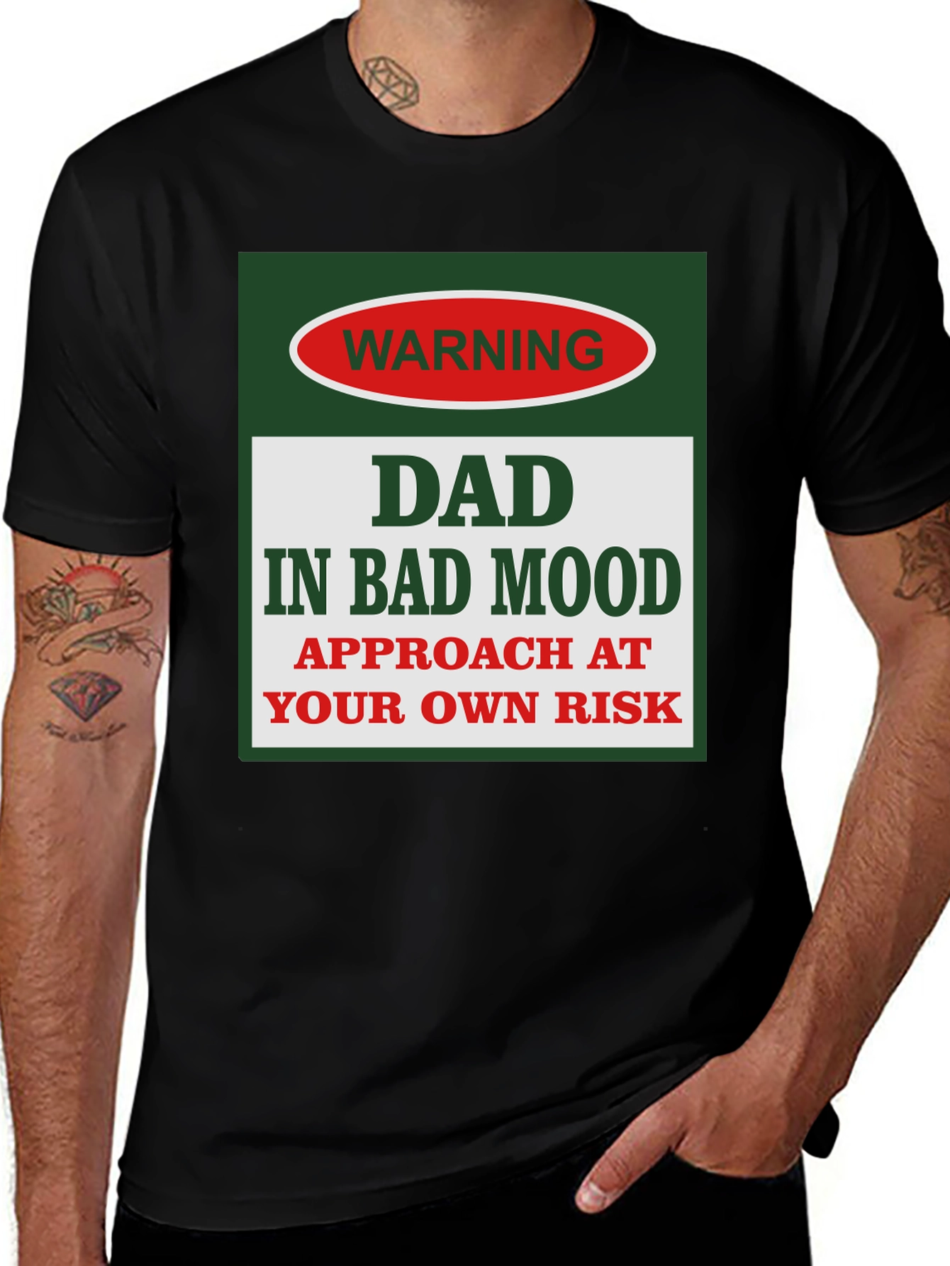 Warning: Dad in Bad Mood Graphic T-Shirt