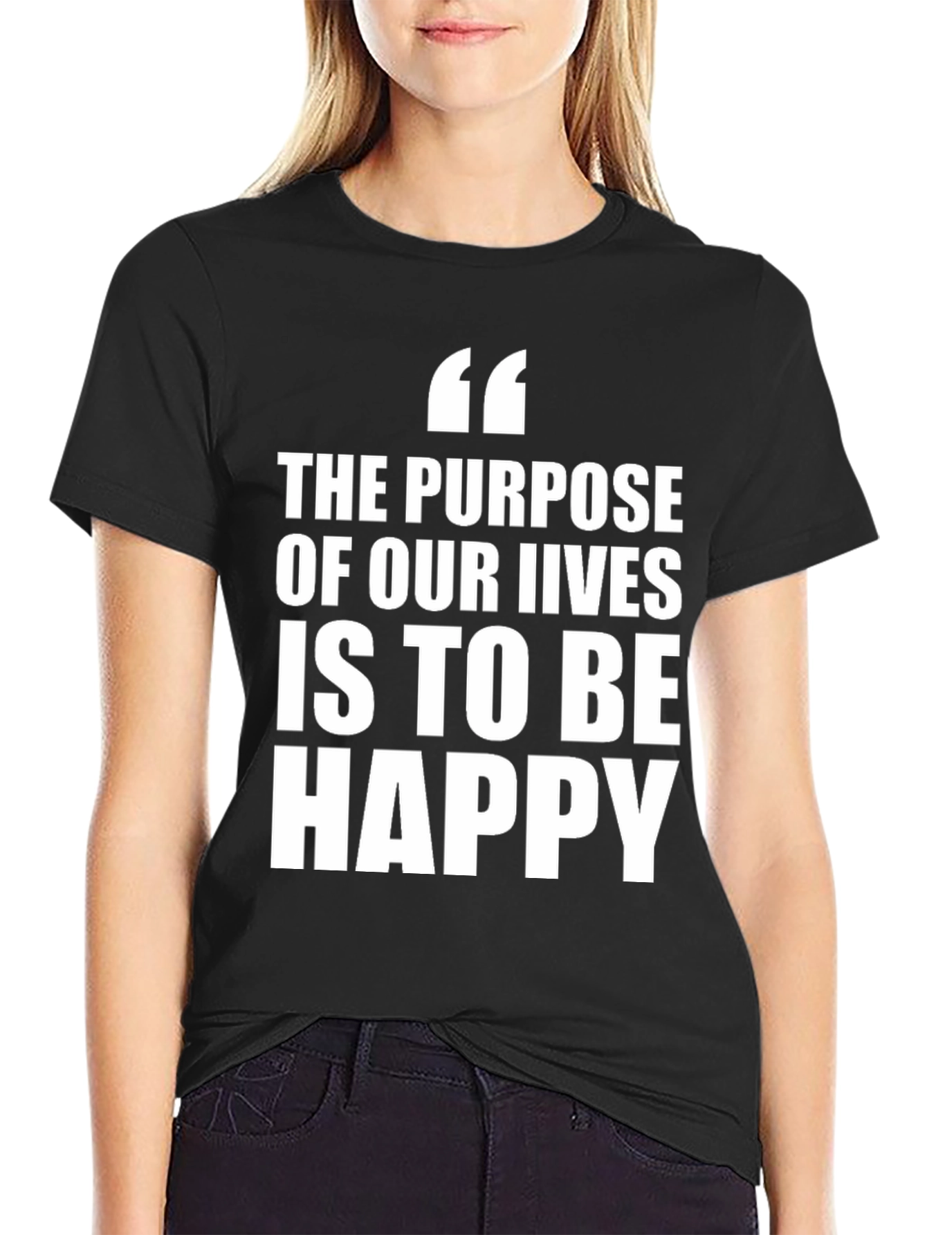 Inspirational Quote Graphic T-Shirt - Be Happy
