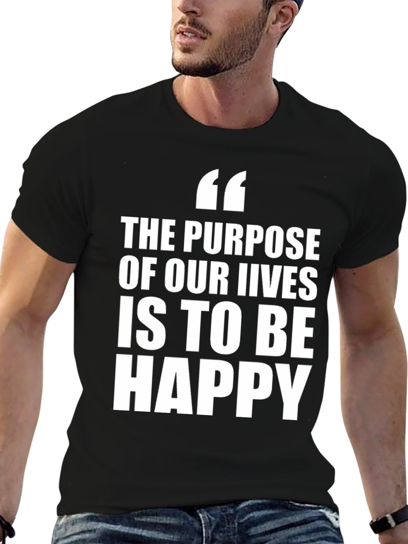 Inspirational Quote Graphic T-Shirt - Be Happy