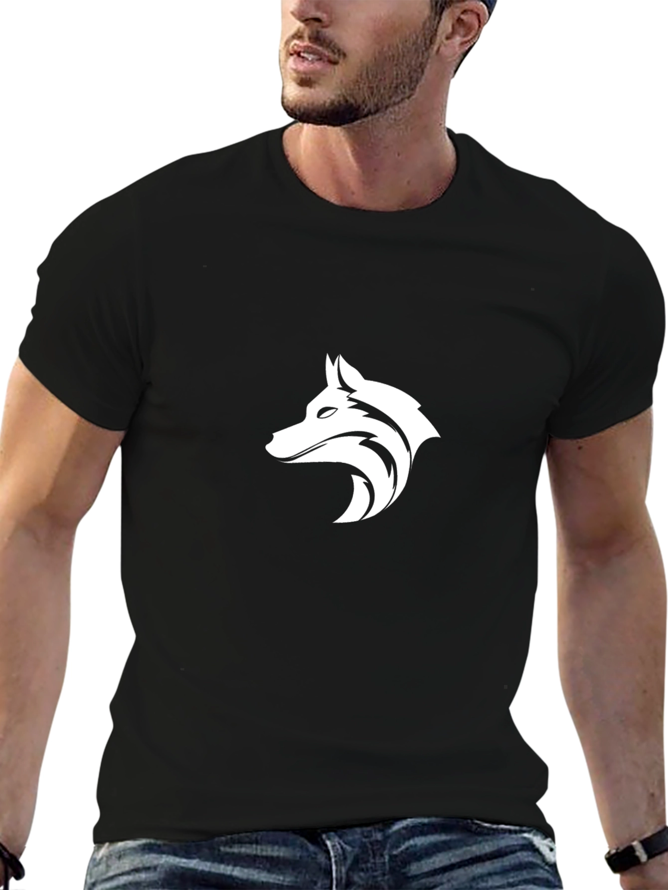 Black Wolf Graphic T-Shirt - Stylish Cotton Blend Tee