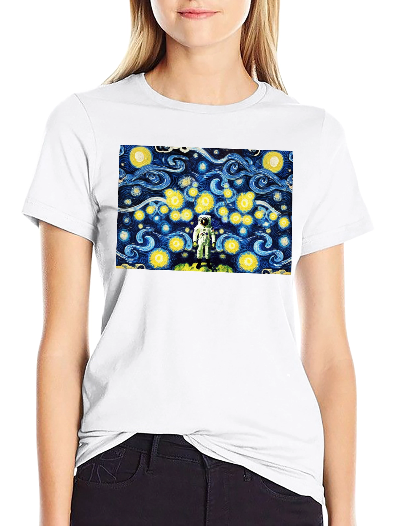 Astronaut Starry Night Graphic T-Shirt