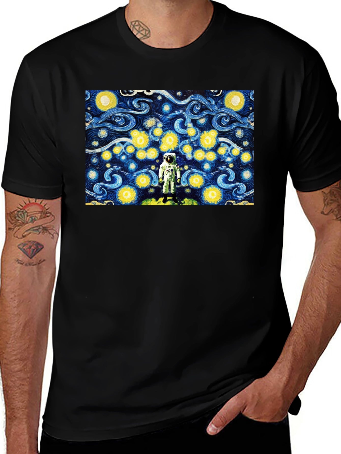Astronaut Starry Night Graphic T-Shirt