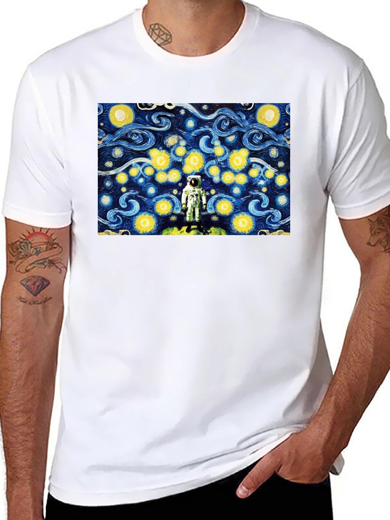 Astronaut Starry Night Graphic T-Shirt