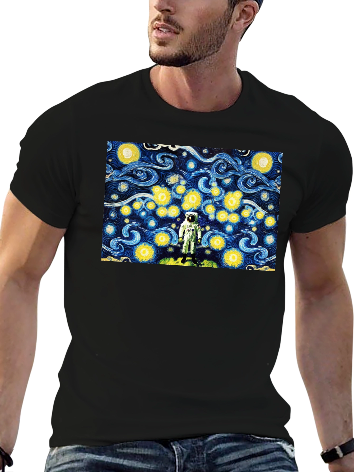 Astronaut Starry Night Graphic T-Shirt