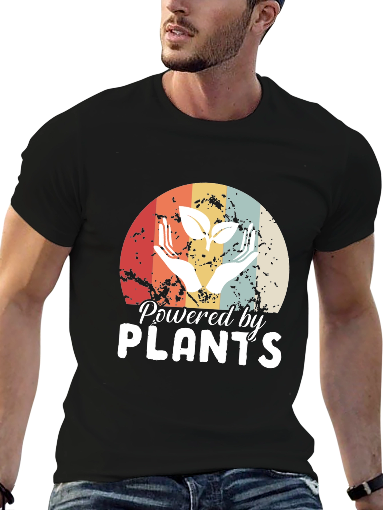Powered by Plants T-Shirt - Retro Vegan Tee