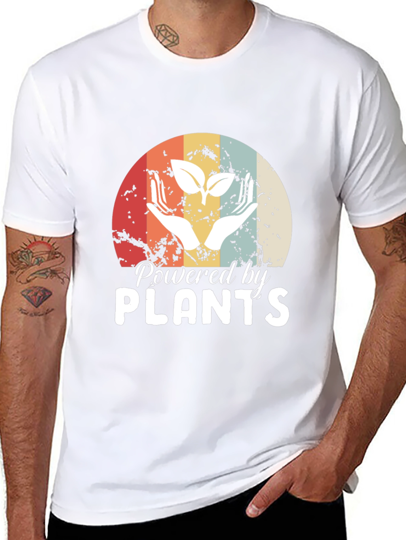 Powered by Plants T-Shirt - Retro Vegan Tee