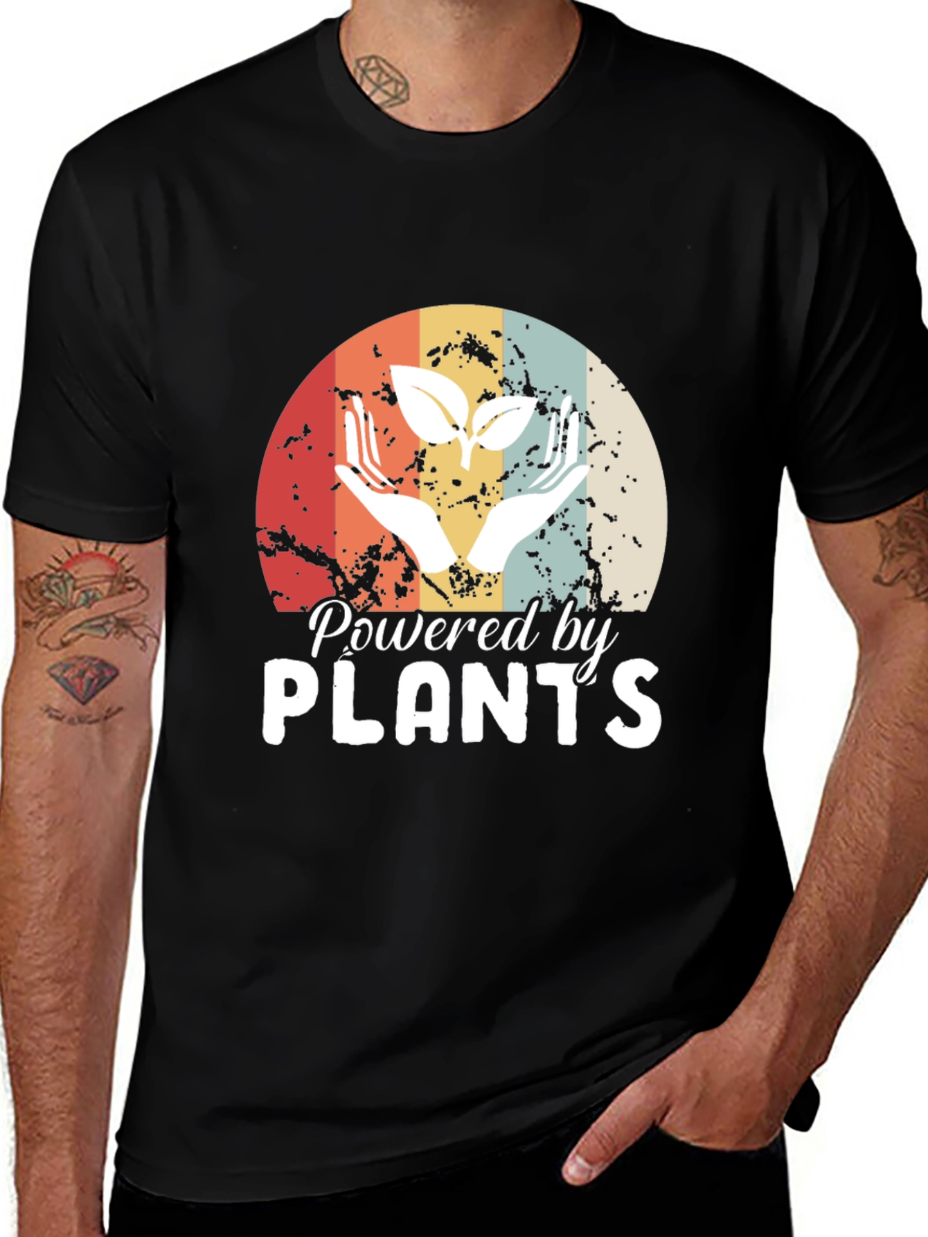 Powered by Plants T-Shirt - Retro Vegan Tee