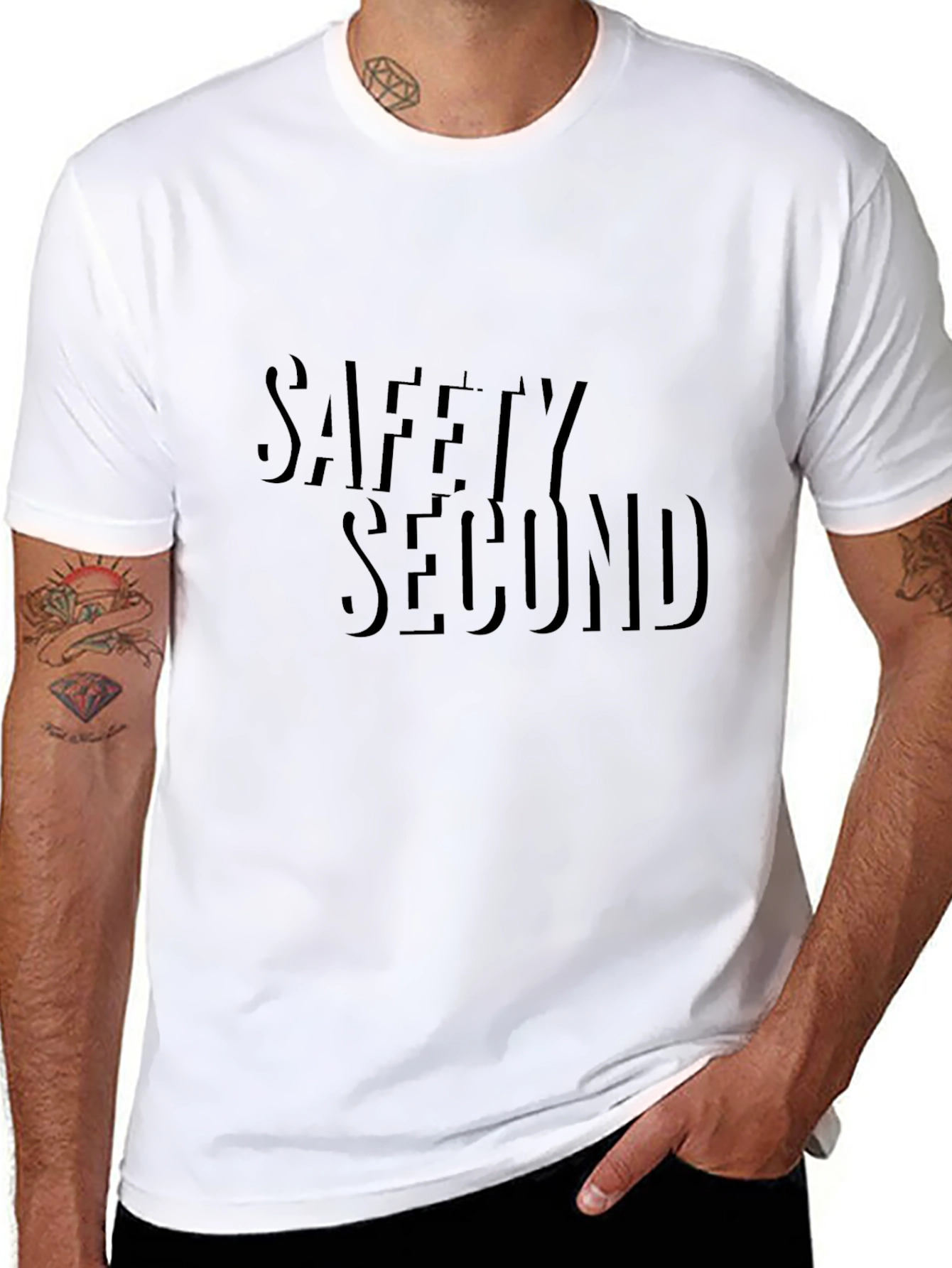 Mens Safety Second Black Crewneck T-Shirt