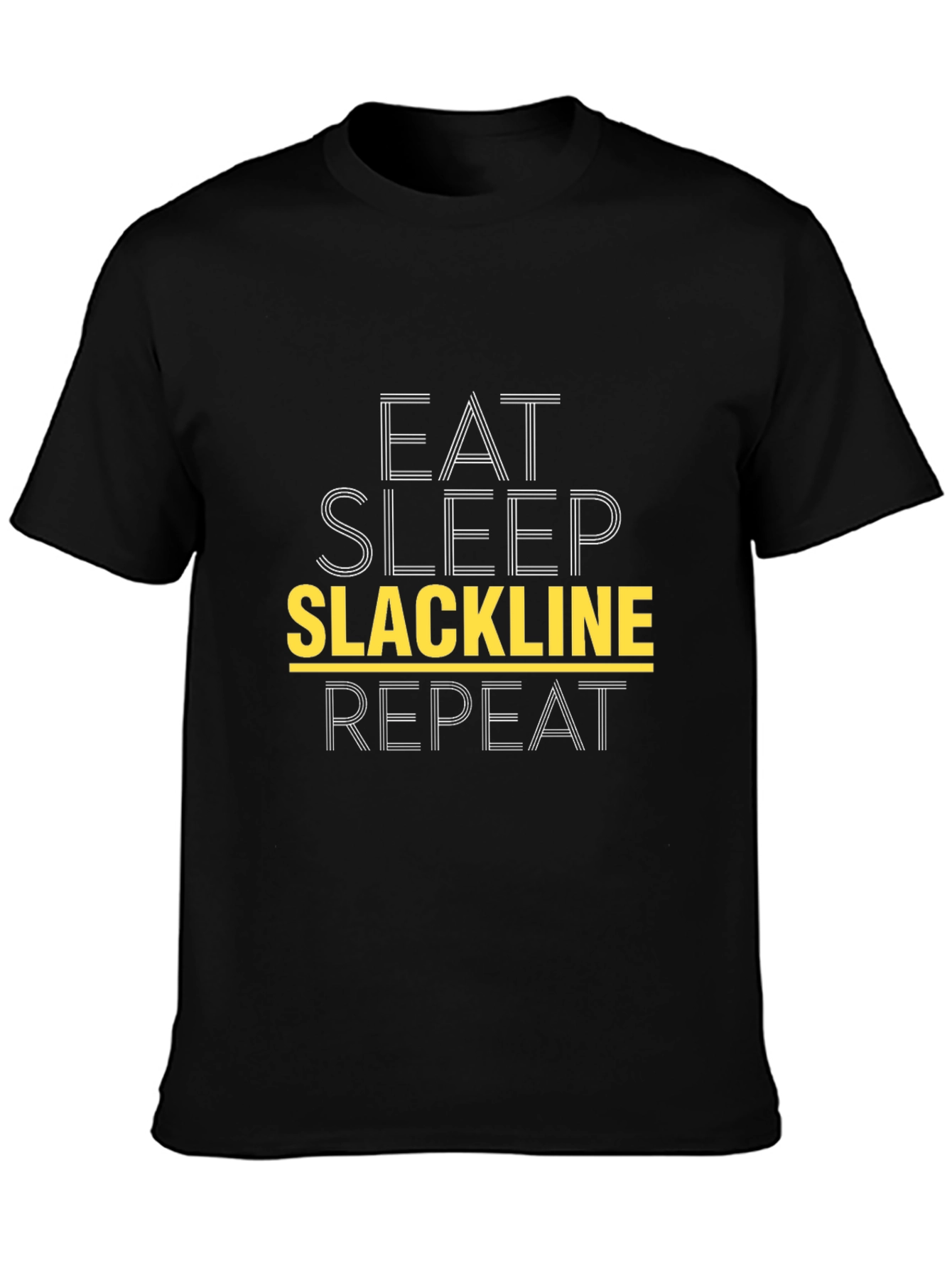 Eat Sleep Slackline Repeat Black T-Shirt
