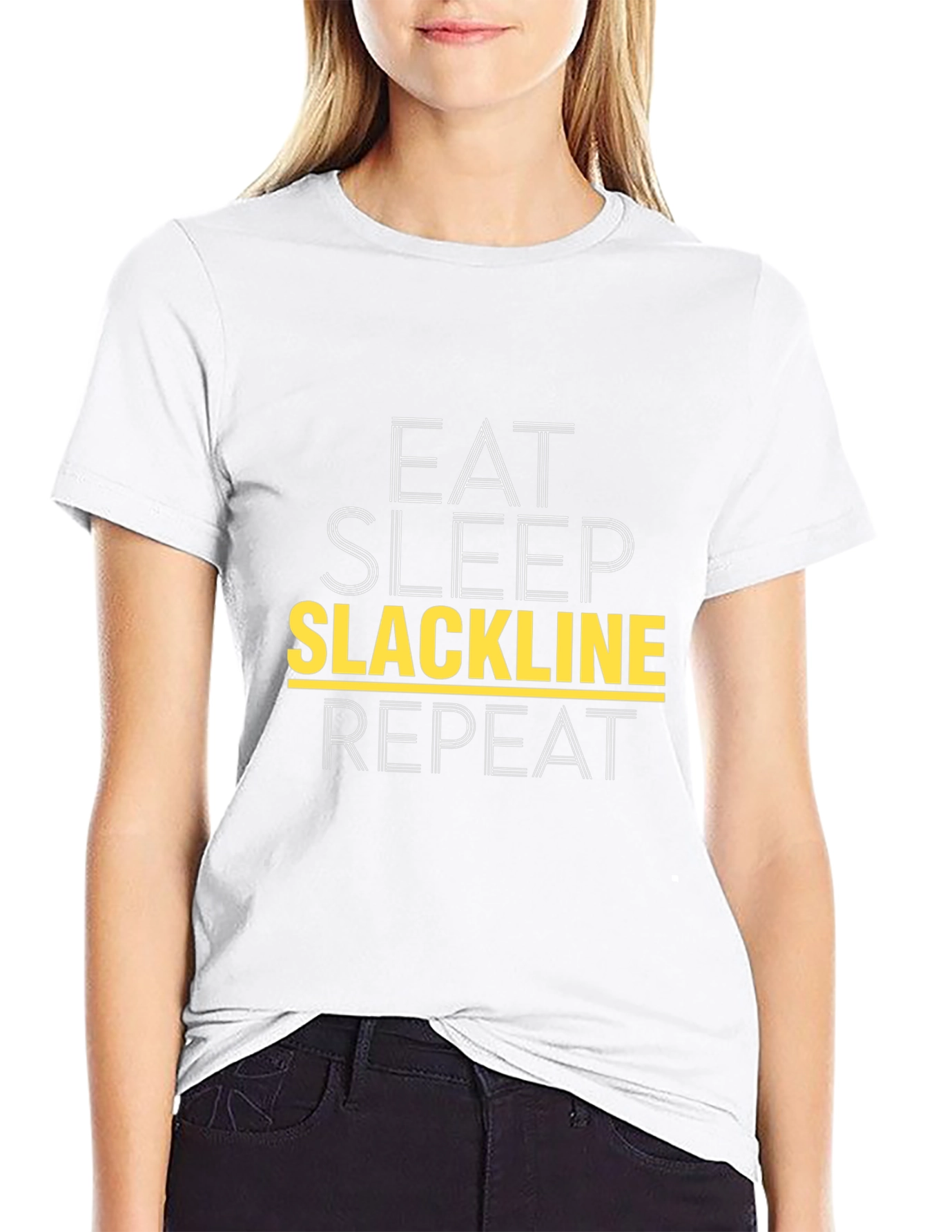 Eat Sleep Slackline Repeat Black T-Shirt