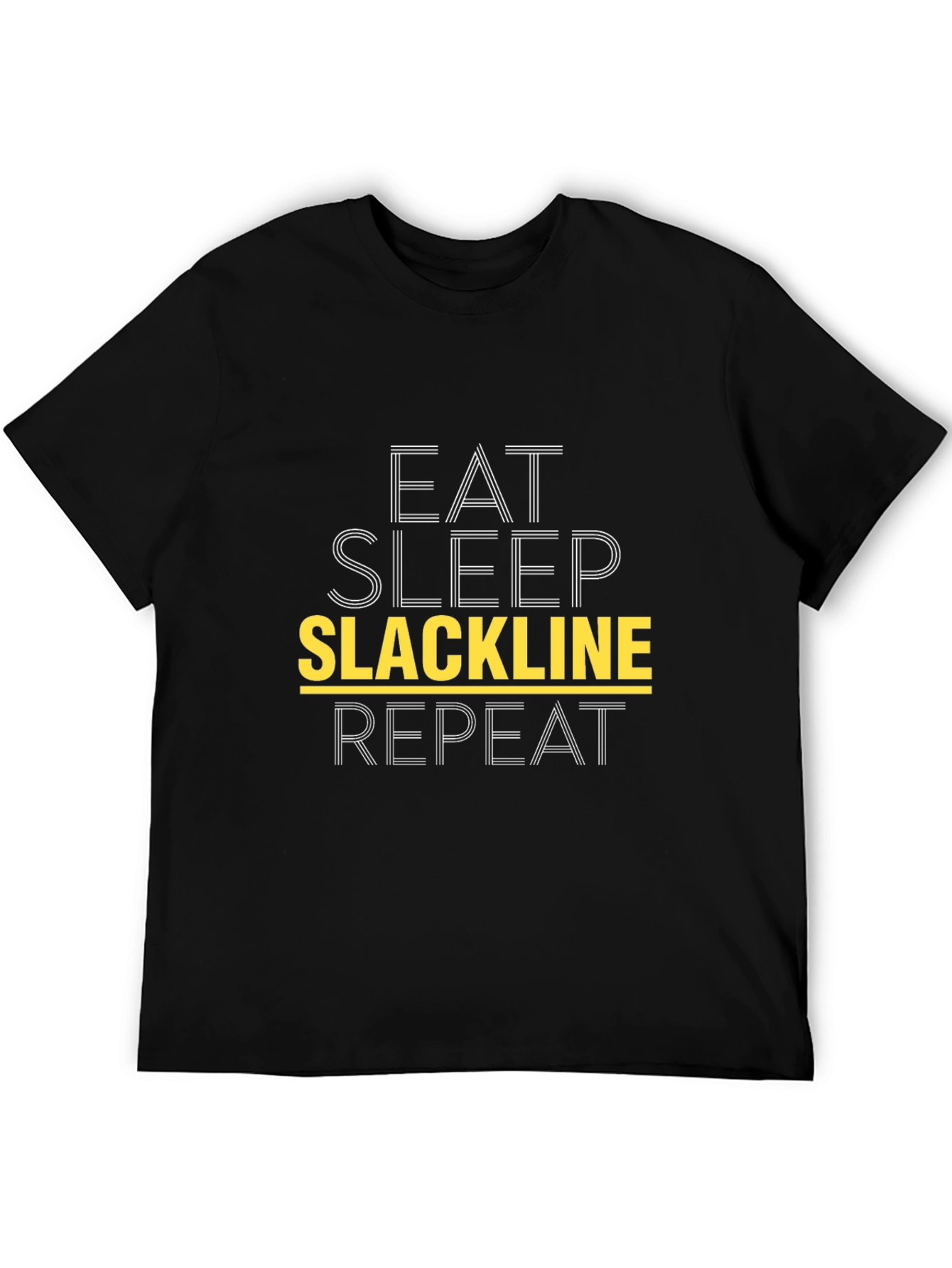 Eat Sleep Slackline Repeat Black T-Shirt