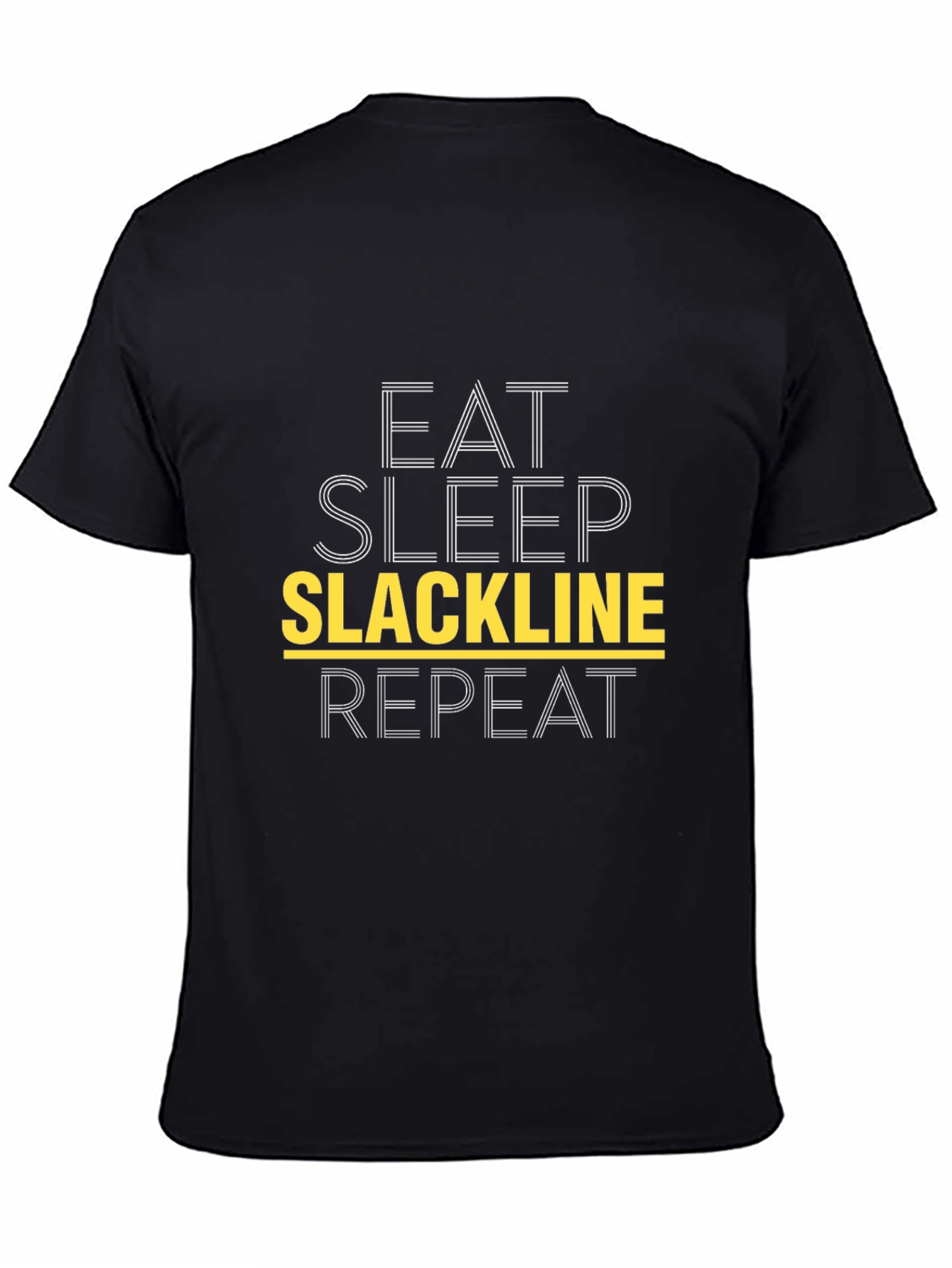 Eat Sleep Slackline Repeat Black T-Shirt