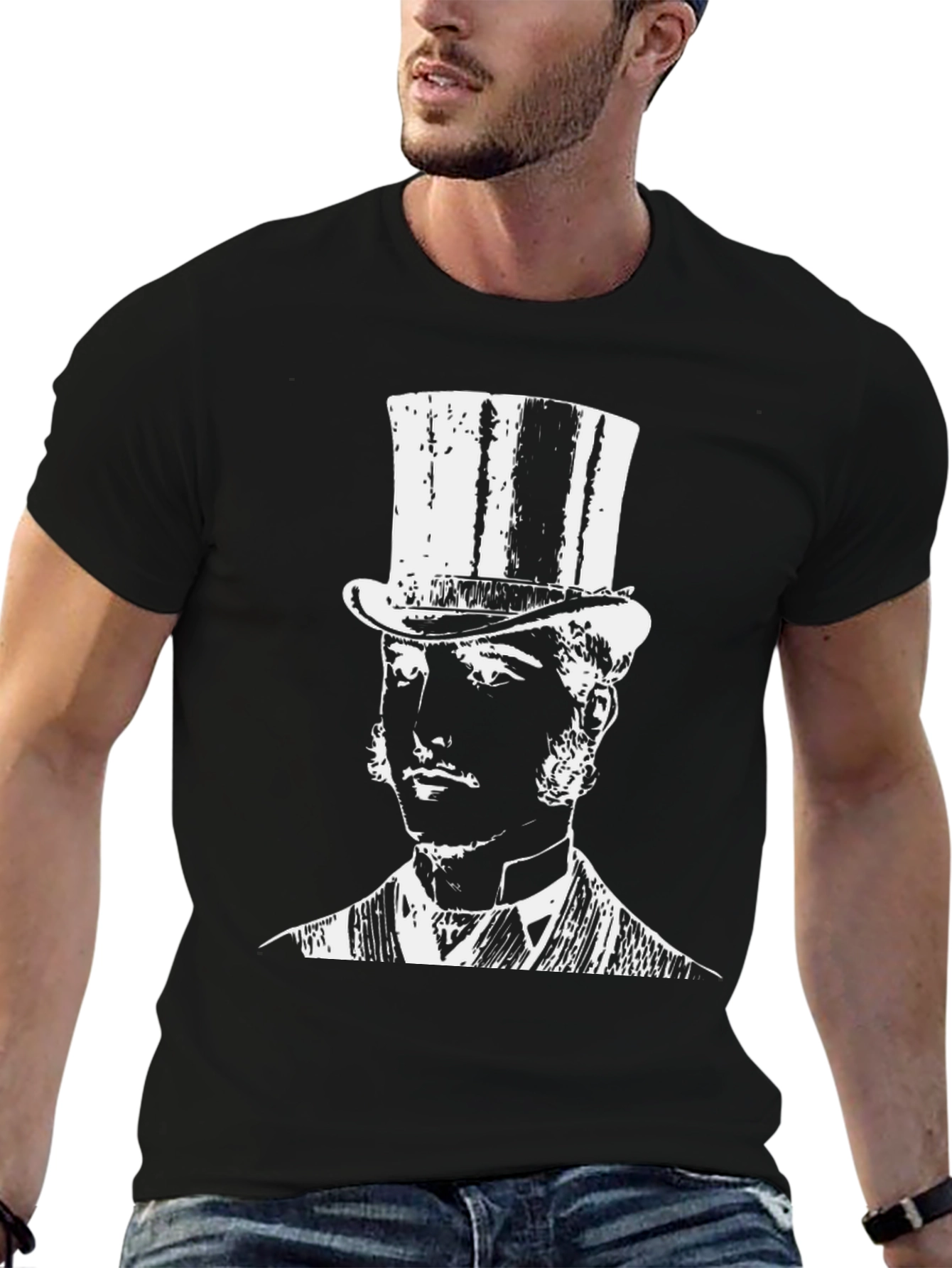 Top Hat Gentleman Graphic Tee - Black
